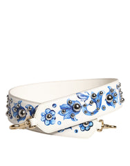 Dolce & Gabbana White Blue Floral Leather Stud Shoulder Strap -   -  Dolce & Gabbana.