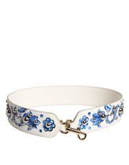 Dolce & Gabbana White Blue Floral Leather Stud Shoulder Strap -   -  Dolce & Gabbana.