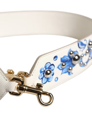 Dolce & Gabbana White Blue Floral Leather Stud Shoulder Strap -   -  Dolce & Gabbana.