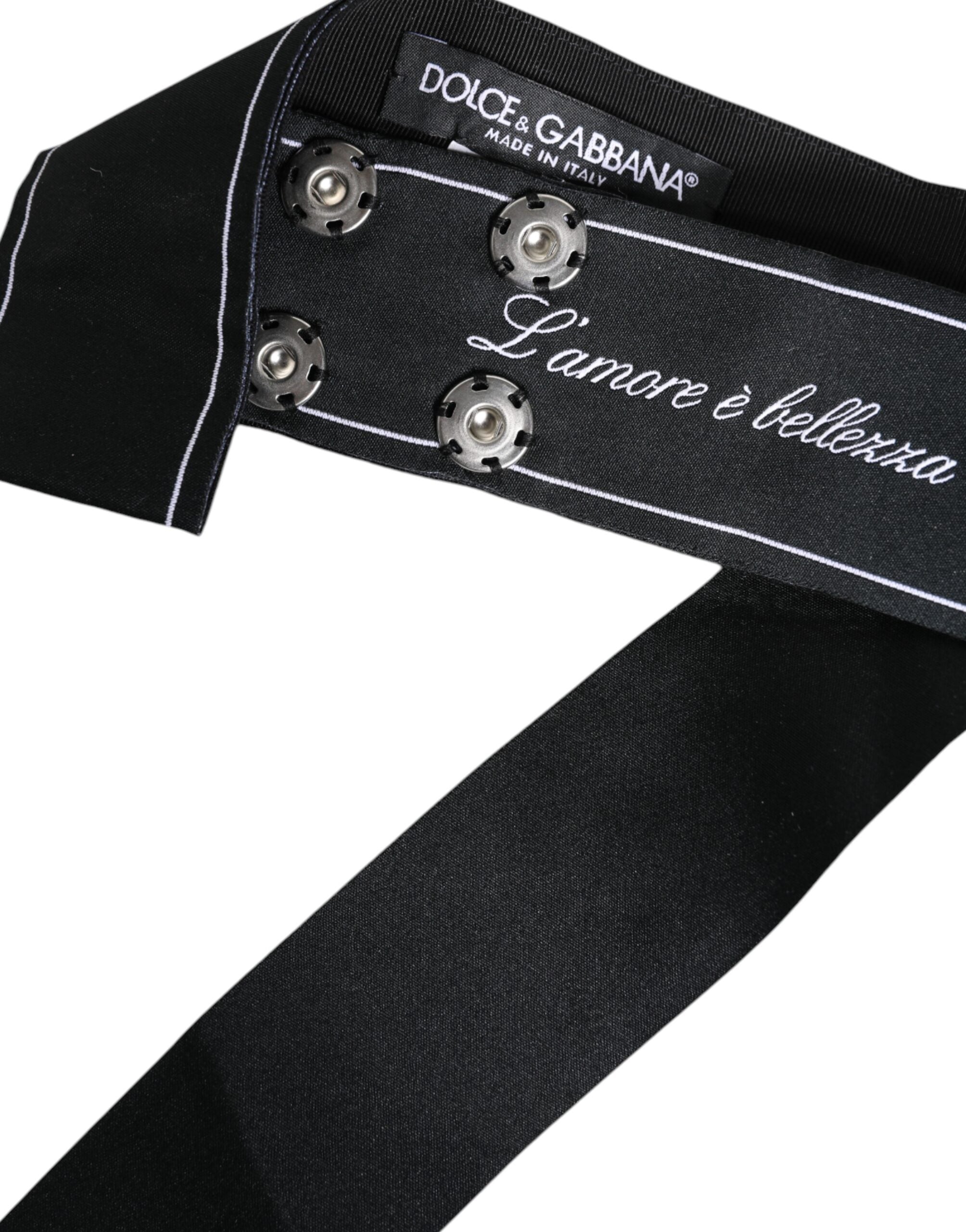 Dolce & Gabbana Black Waist Ribbon Wide Bow Logo Belt -   -  Dolce & Gabbana.