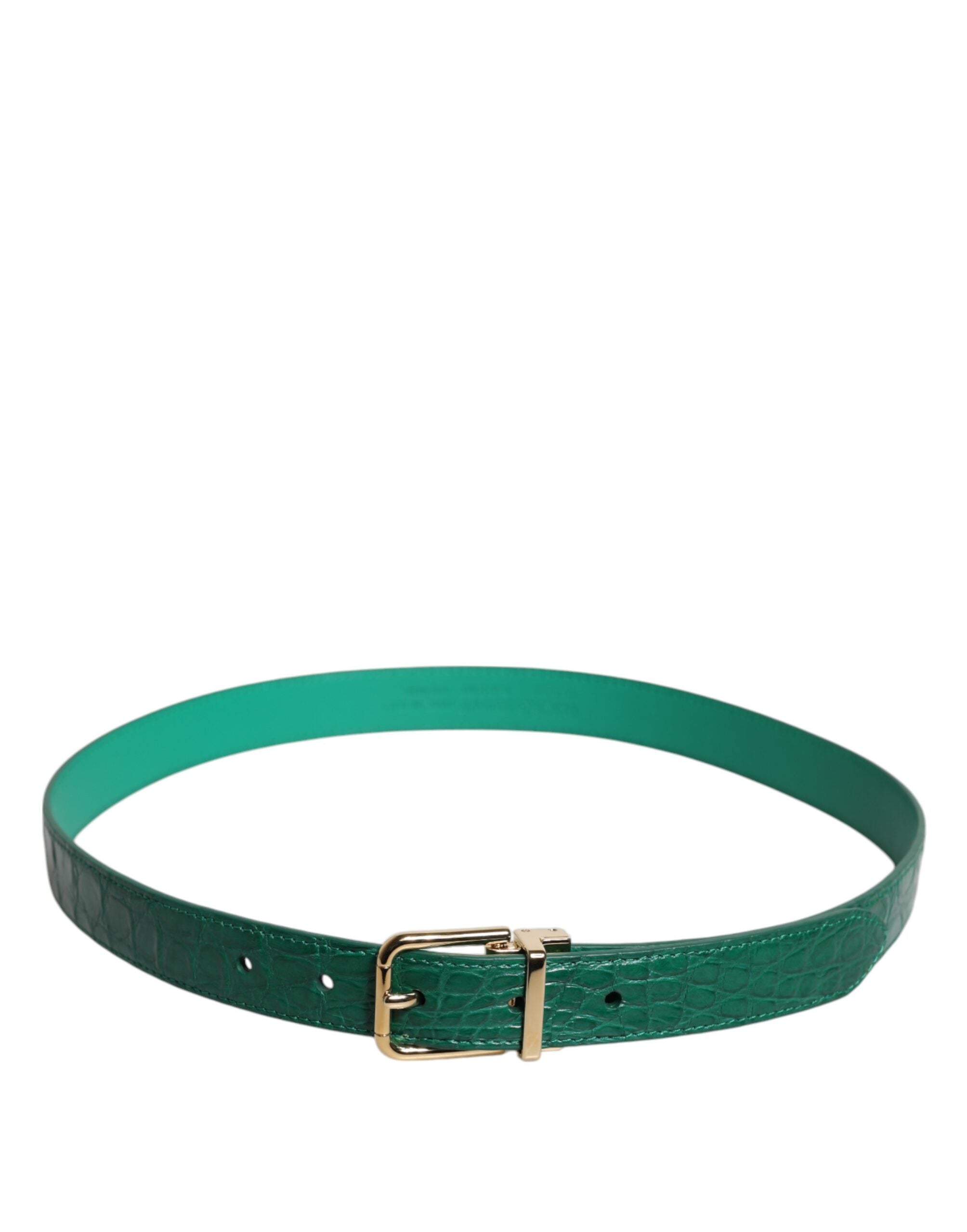 Dolce & Gabbana Green Leather Logo Metal Waist Buckle Belt -   -  Dolce & Gabbana.