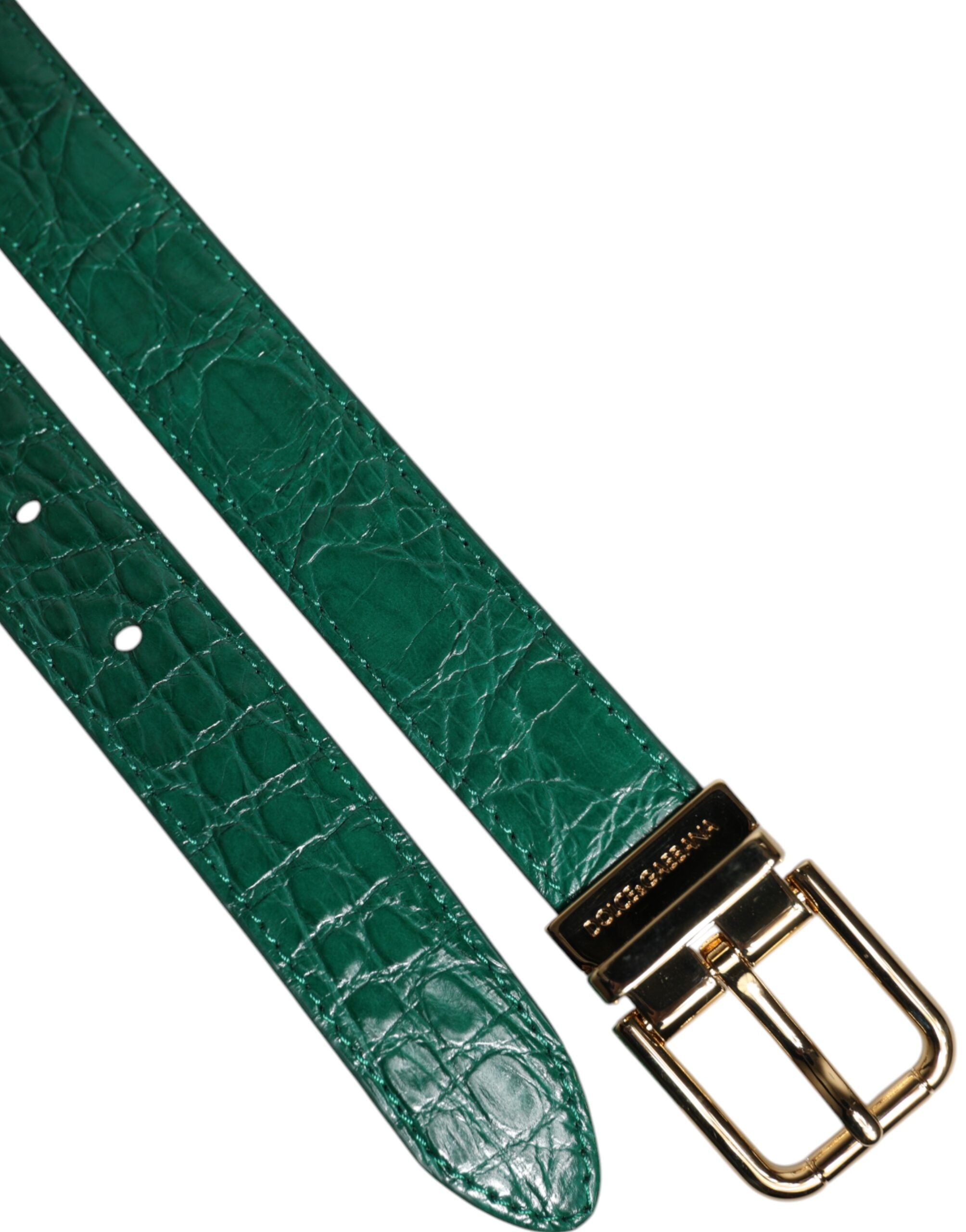 Dolce & Gabbana Green Leather Logo Metal Waist Buckle Belt -   -  Dolce & Gabbana.