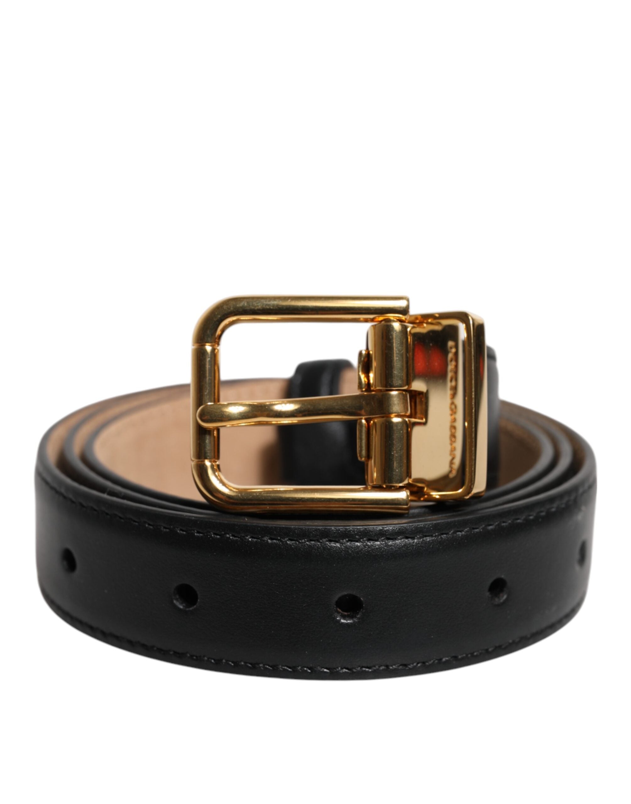 Dolce & Gabbana Black Leather Logo Metal Waist Buckle Belt -   -  Dolce & Gabbana.