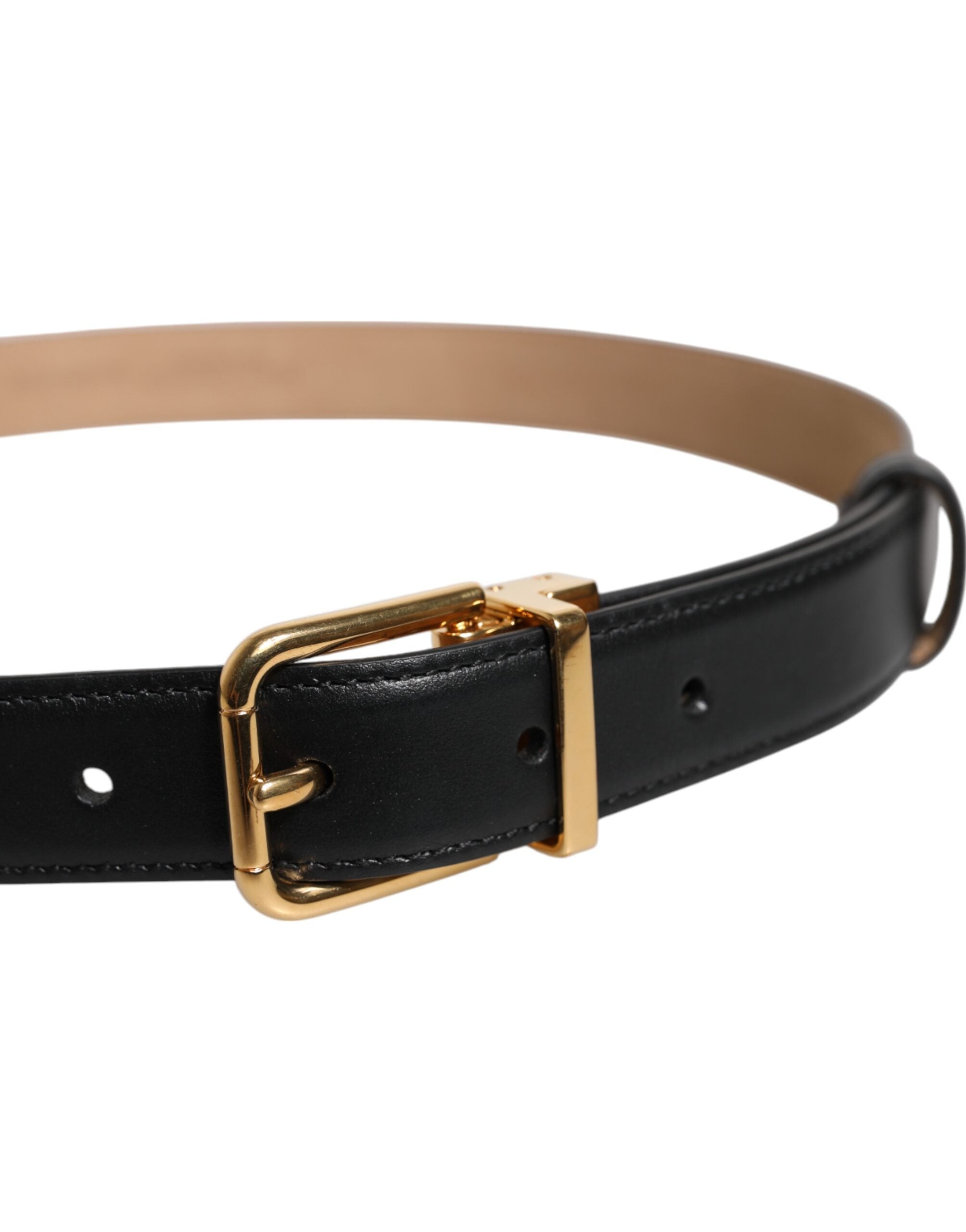 Dolce & Gabbana Black Leather Logo Metal Waist Buckle Belt -   -  Dolce & Gabbana.