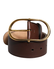 Dolce & Gabbana Brown Leather Waist Gold Metal Buckle Belt -   -  Dolce & Gabbana.