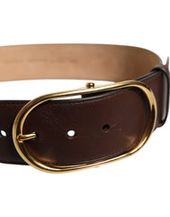 Dolce & Gabbana Brown Leather Waist Gold Metal Buckle Belt -   -  Dolce & Gabbana.
