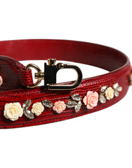 Dolce & Gabbana Red Leather Floral Embellish Bag Shoulder Strap -   -  Dolce & Gabbana.