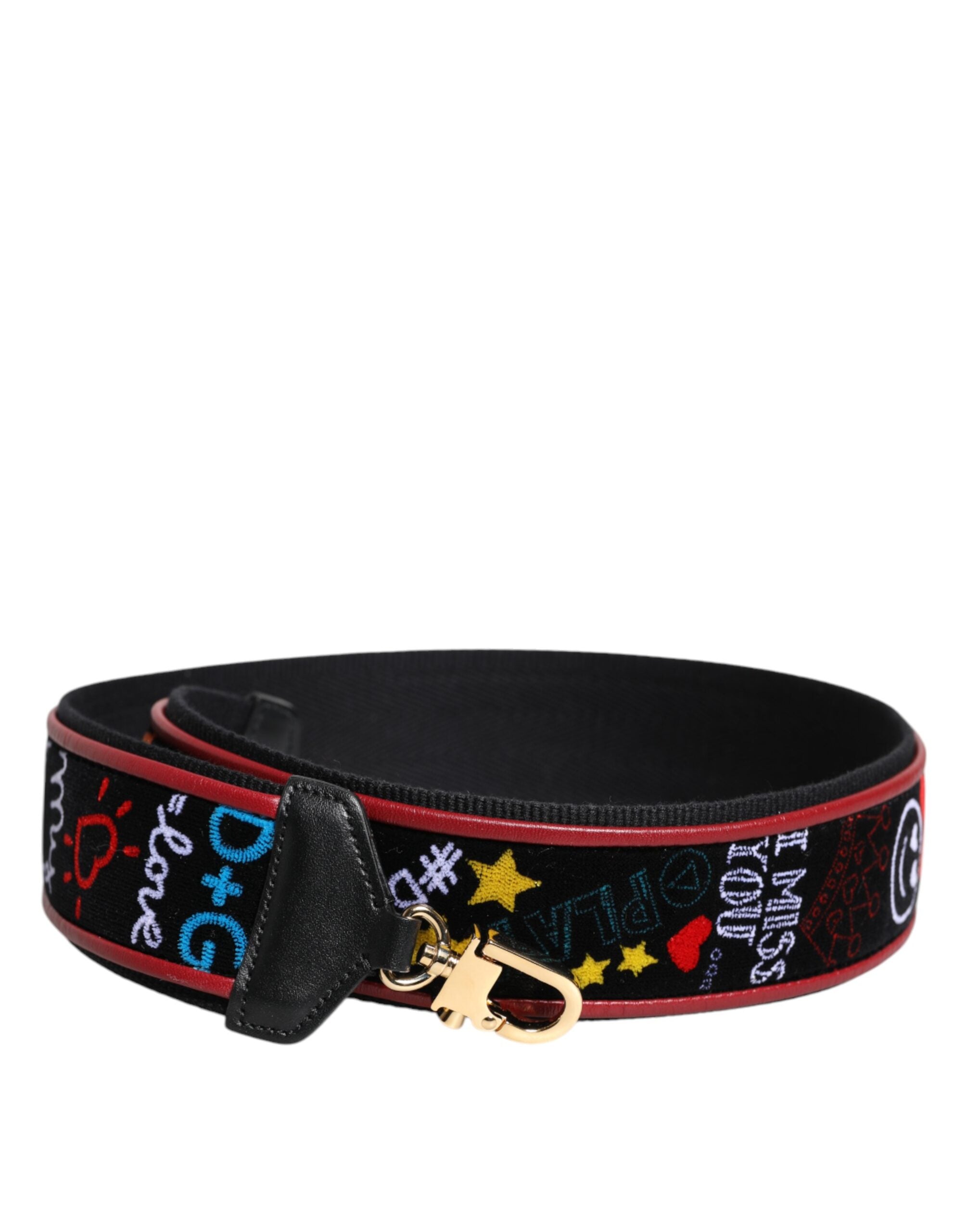 Dolce & Gabbana Black Cotton Printed Bag Shoulder Strap -   -  Dolce & Gabbana.