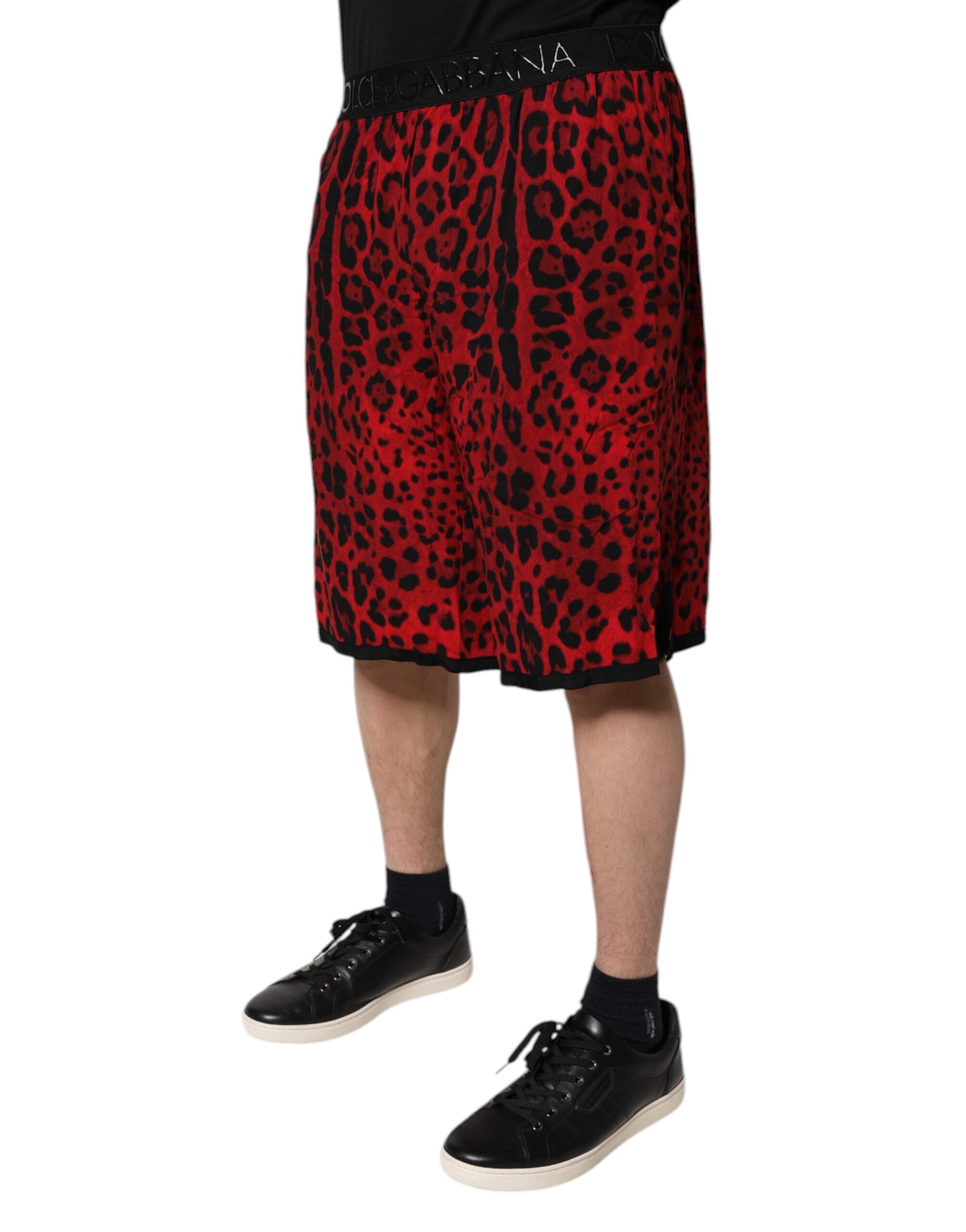 Dolce & Gabbana Red Leopard Print Viscose Bermuda Shorts -   -  Dolce & Gabbana.