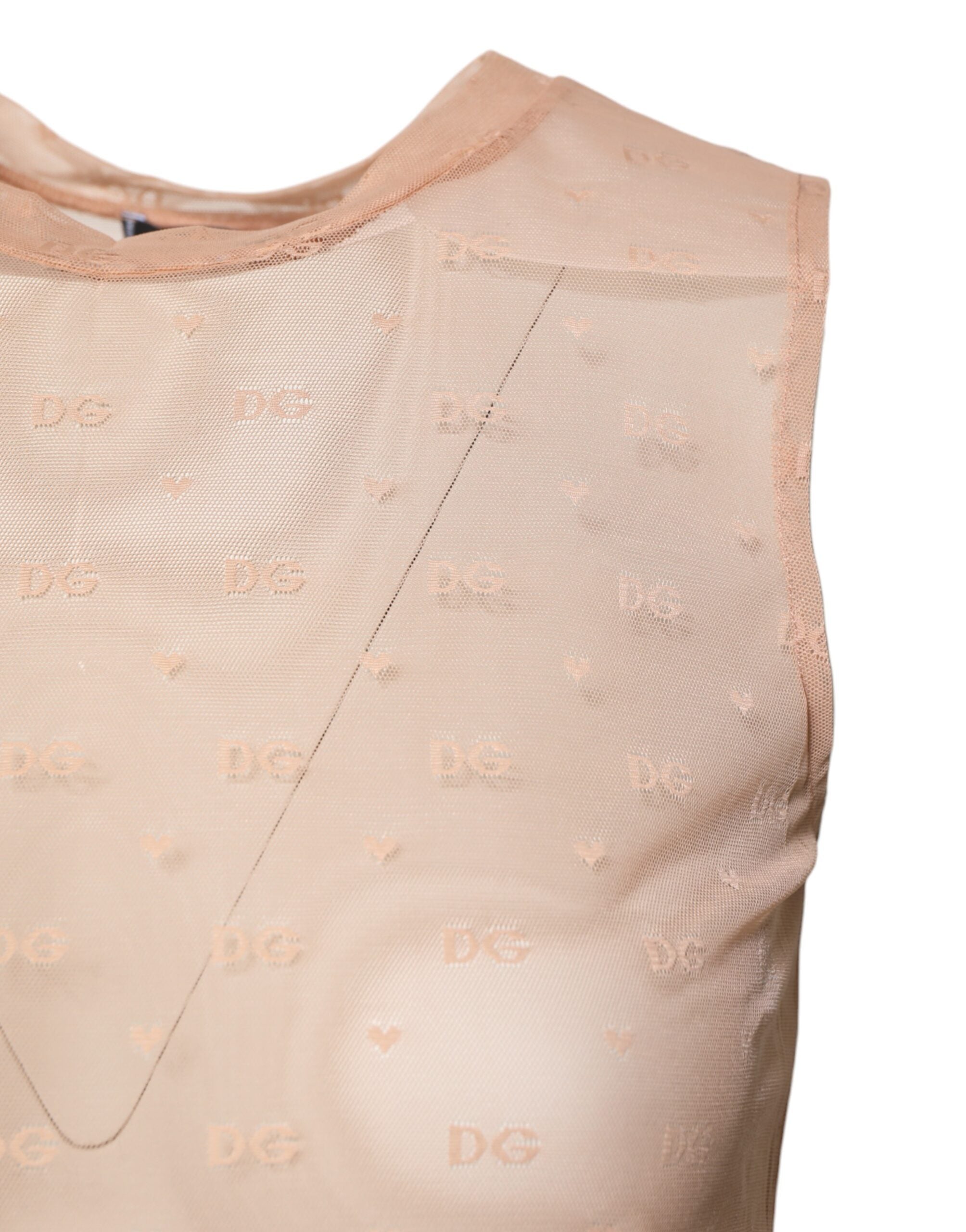 Dolce & Gabbana Beige Nylon Logo Monogram Sleeveless Tank Top -   -  Dolce & Gabbana.