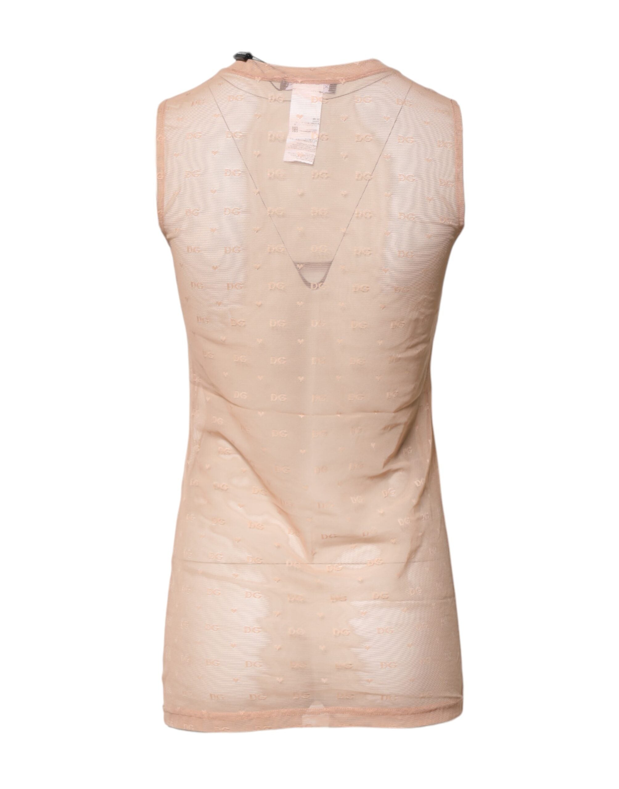 Dolce & Gabbana Beige Nylon Logo Monogram Sleeveless Tank Top -   -  Dolce & Gabbana.