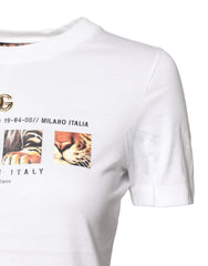 Dolce & Gabbana White Cotton Graphic Print Crew Neck T-shirt -   -  Dolce & Gabbana.