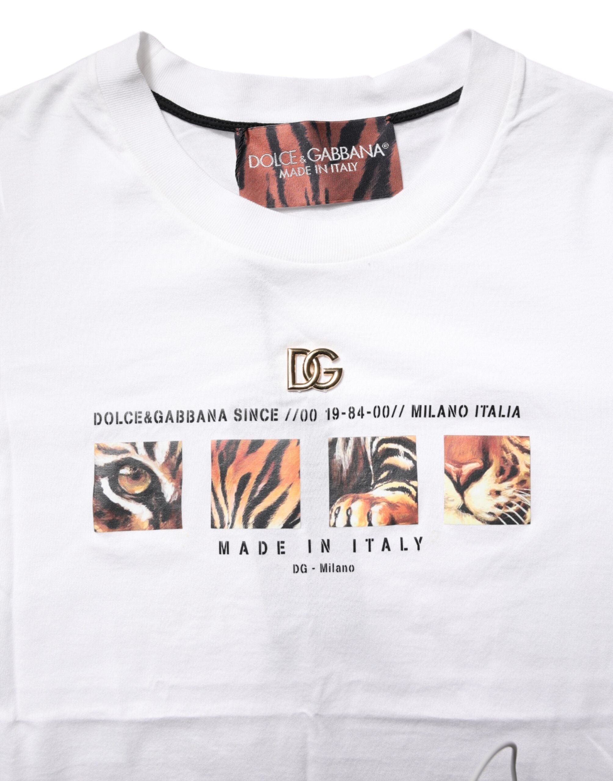 Dolce & Gabbana White Cotton Graphic Print Crew Neck T-shirt -   -  Dolce & Gabbana.