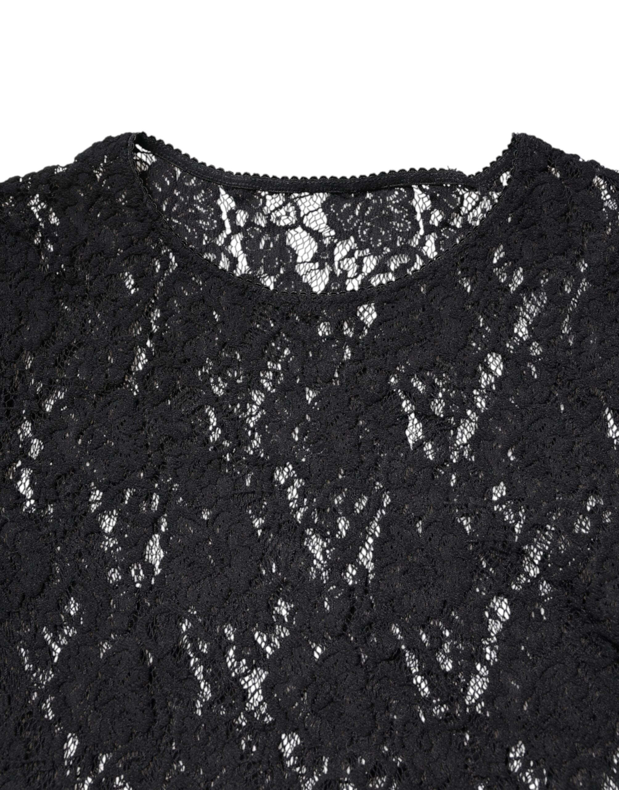 Dolce & Gabbana Black Floral Lace Long Sleeves Pullover Top -   -  Dolce & Gabbana.