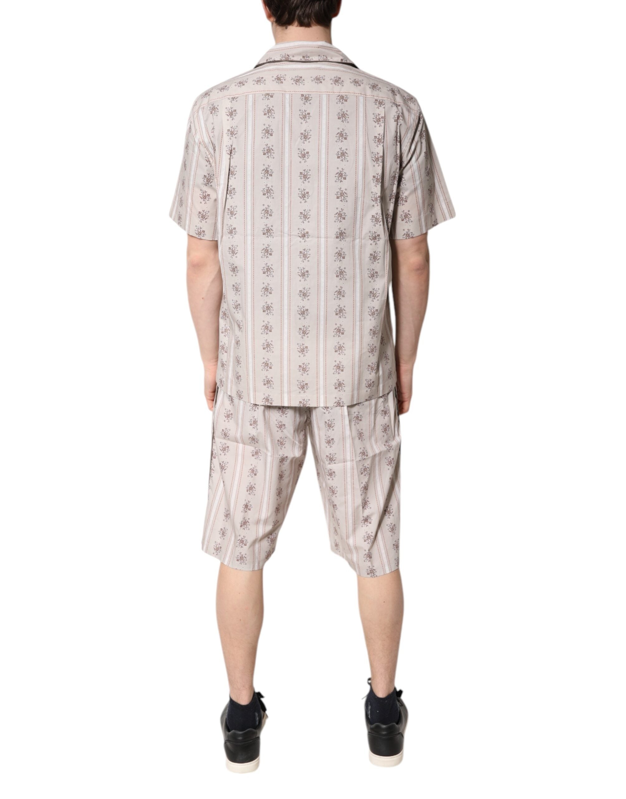 Dolce & Gabbana Beige Floral Print Cotton Men Pajama Set Sleepwear -   -  Dolce & Gabbana.