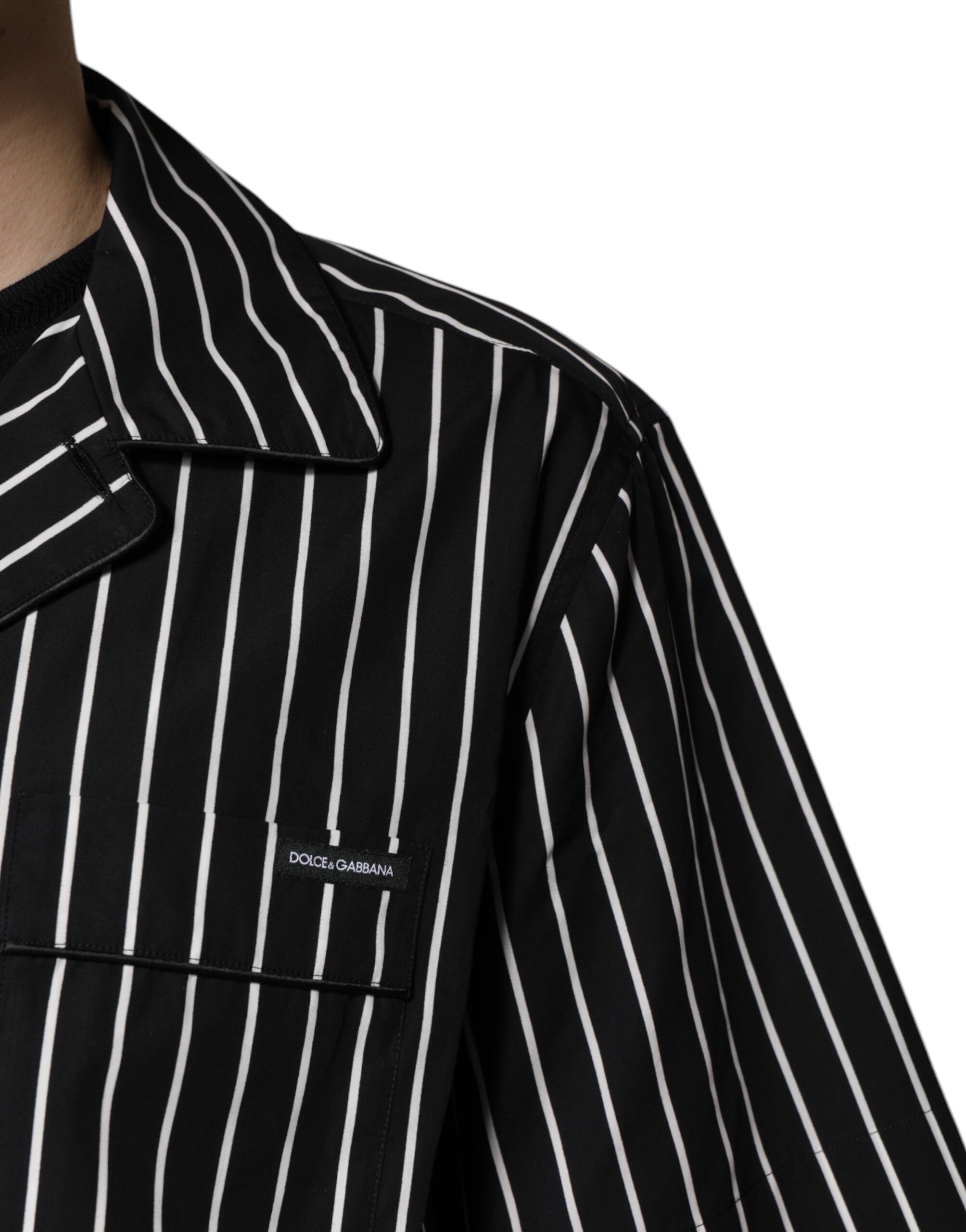 Dolce & Gabbana Black White Stripes Cotton Men Pajama Set Sleepwear -   -  Dolce & Gabbana.
