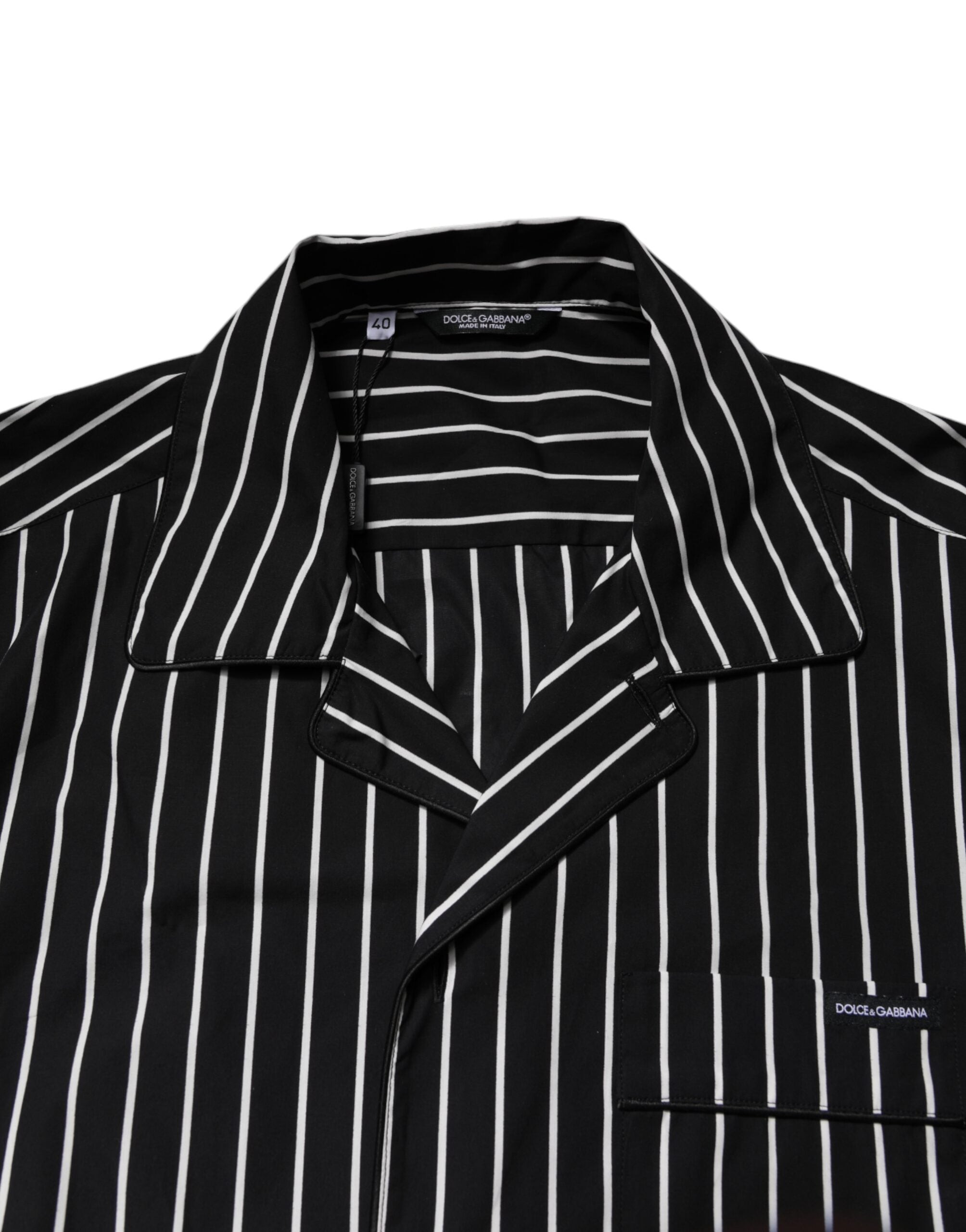 Dolce & Gabbana Black White Stripes Cotton Men Pajama Set Sleepwear -   -  Dolce & Gabbana.