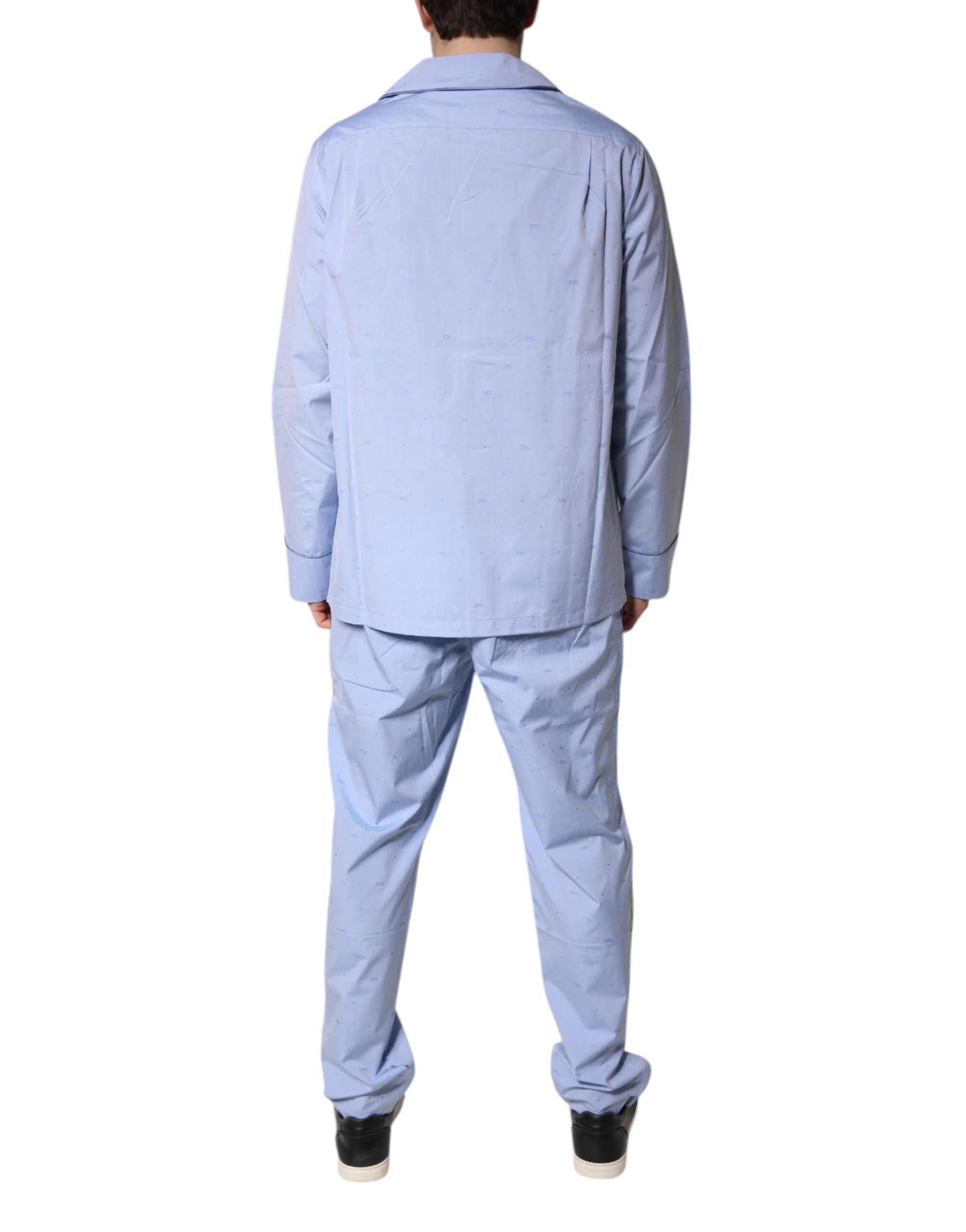 Dolce & Gabbana Light Blue DG Logo Cotton Men Pajama Set Sleepwear -   -  Dolce & Gabbana.