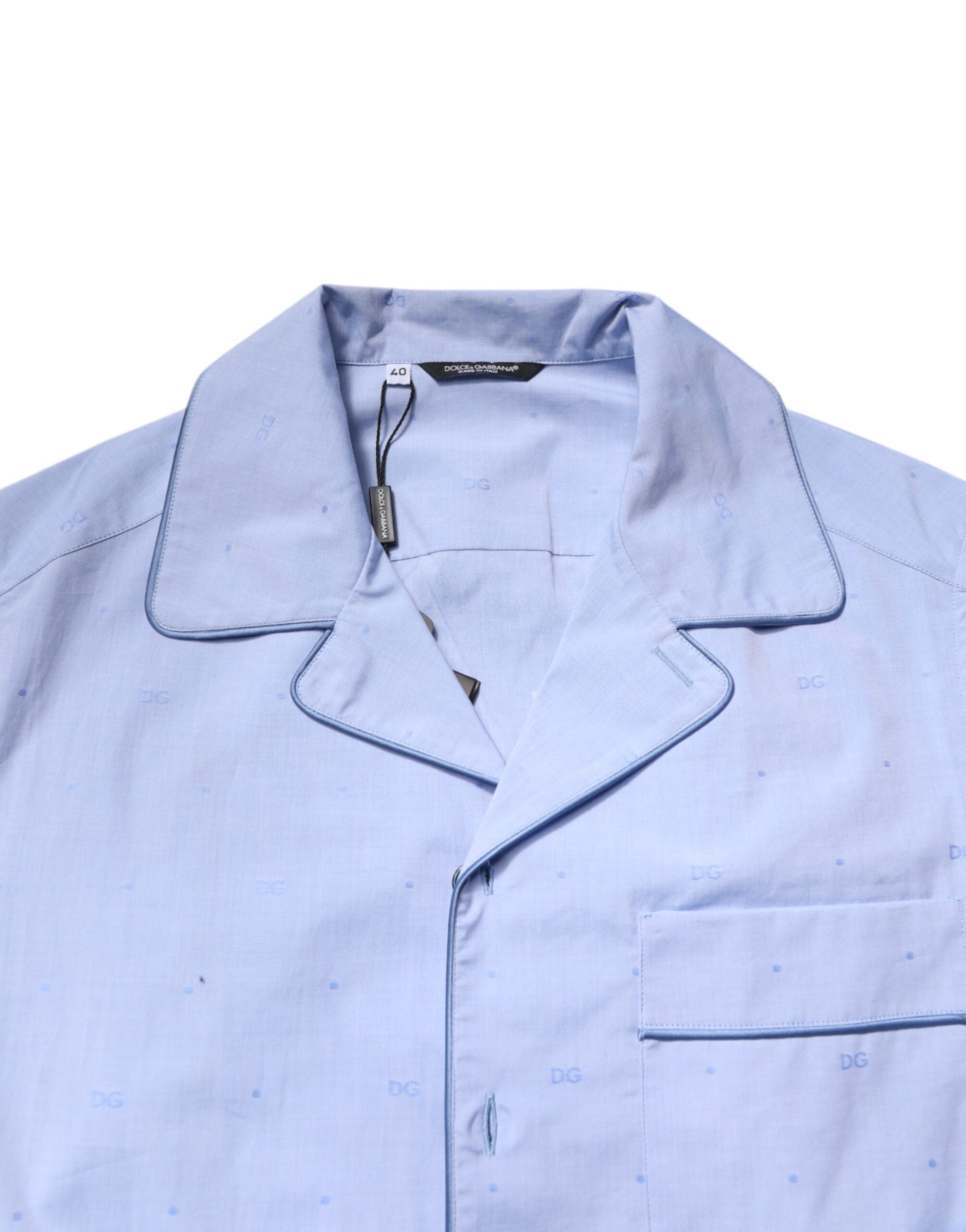 Dolce & Gabbana Light Blue DG Logo Cotton Men Pajama Set Sleepwear -   -  Dolce & Gabbana.