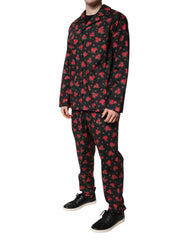 Dolce & Gabbana Black Floral Print Cotton Men Pajama Set Sleepwear -   -  Dolce & Gabbana.