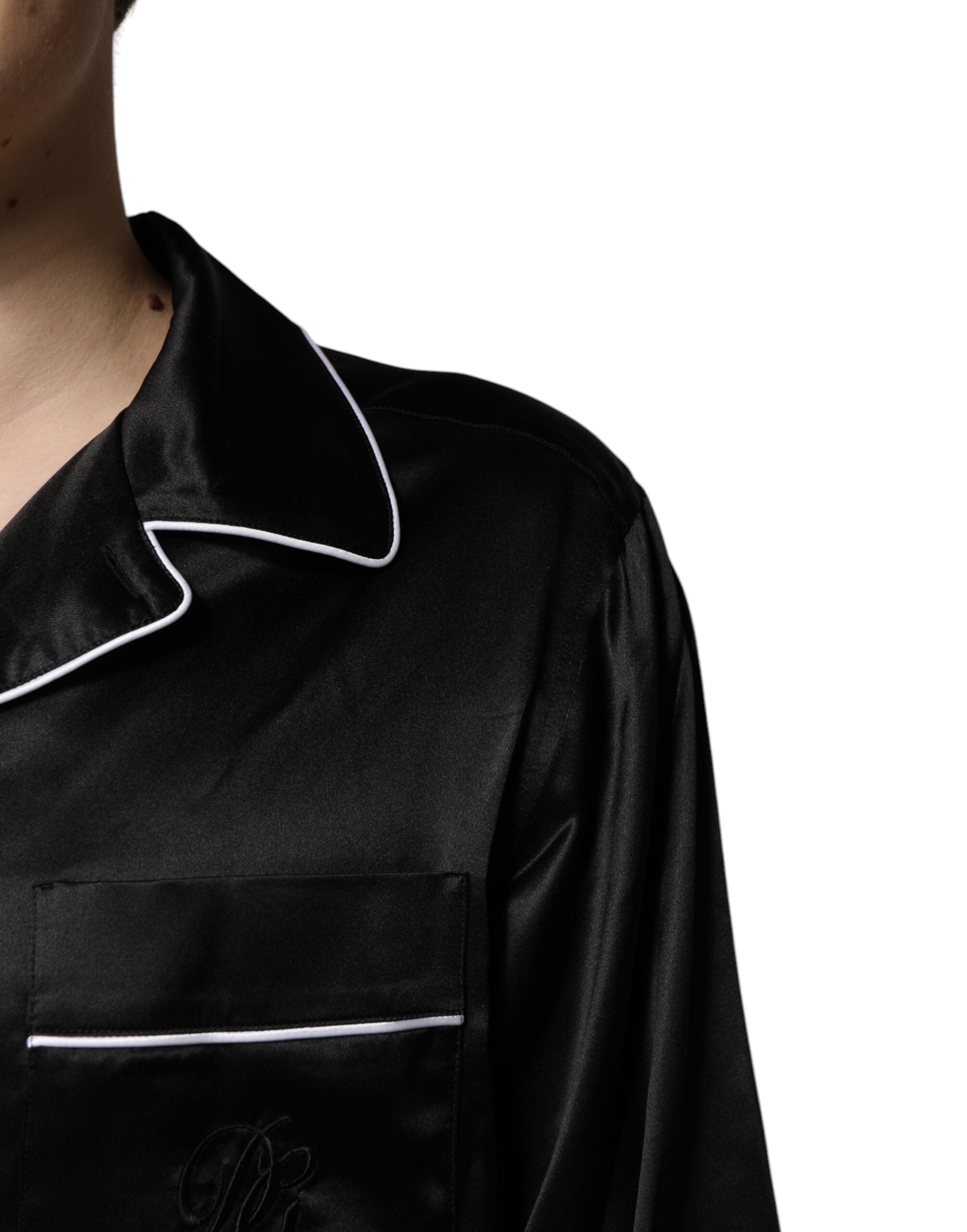 Dolce & Gabbana Black Silk Shirt Pants Pajama Set Sleepwear -   -  Dolce & Gabbana.