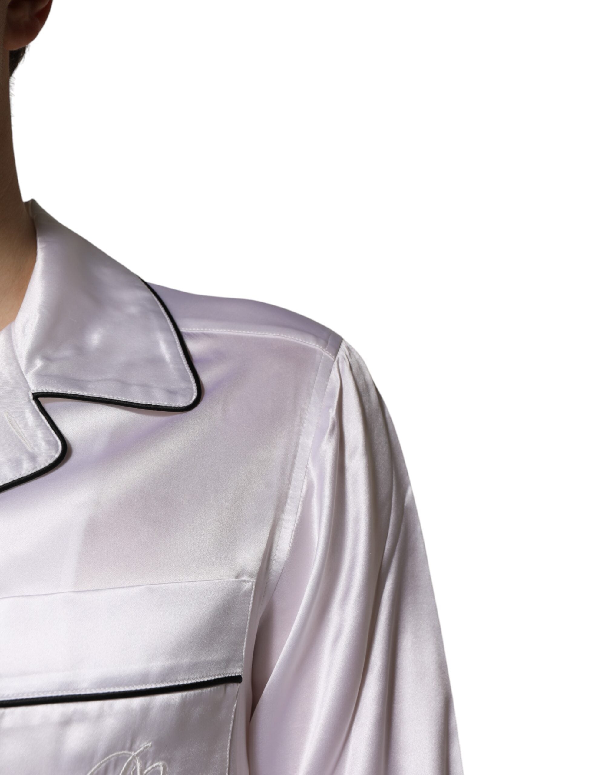 Dolce & Gabbana White Satin Silk Men Pajama Set Sleepwear -   -  Dolce & Gabbana.