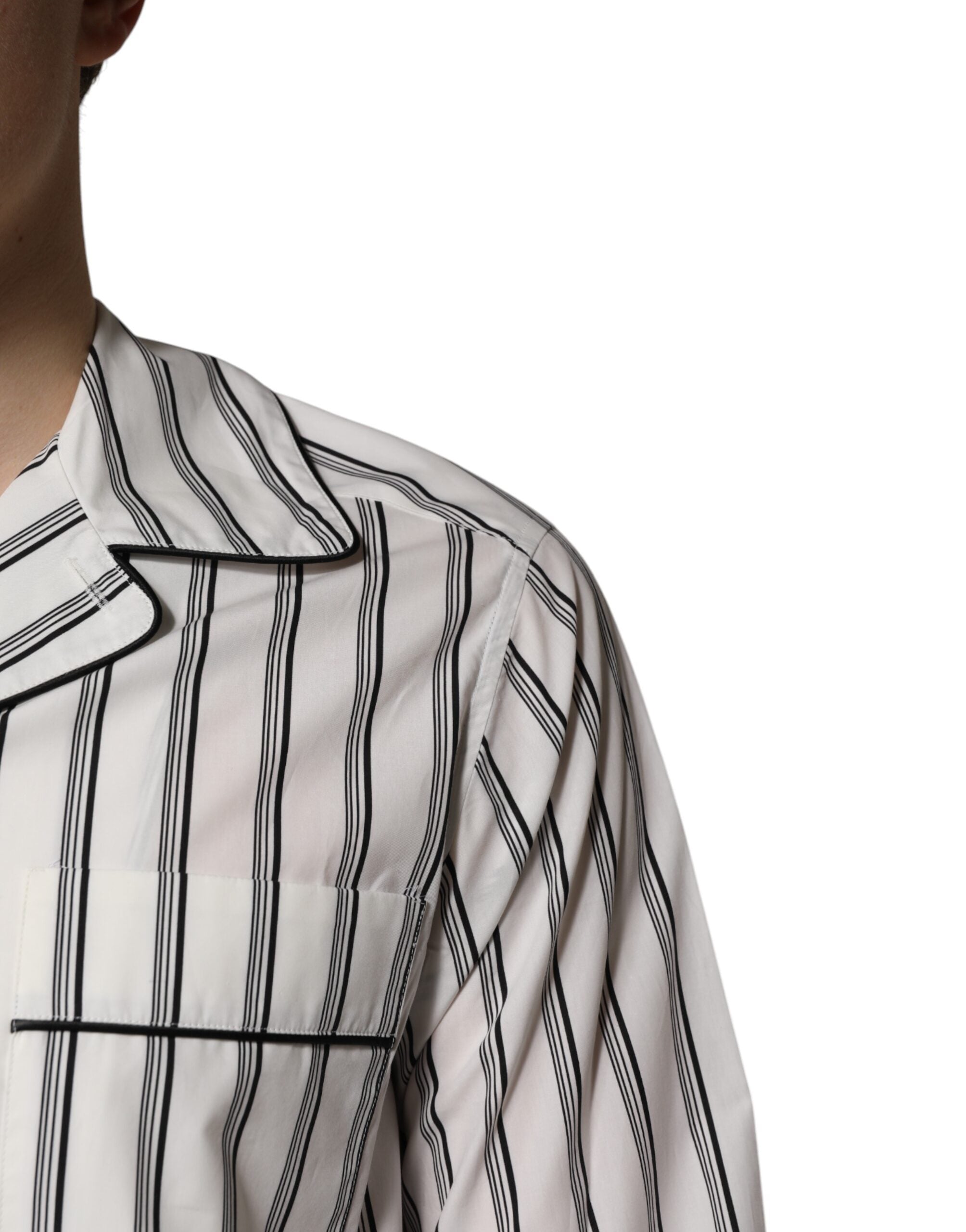 Dolce & Gabbana White Black Stripes Cotton Men Pajama Set Sleepwear -   -  Dolce & Gabbana.