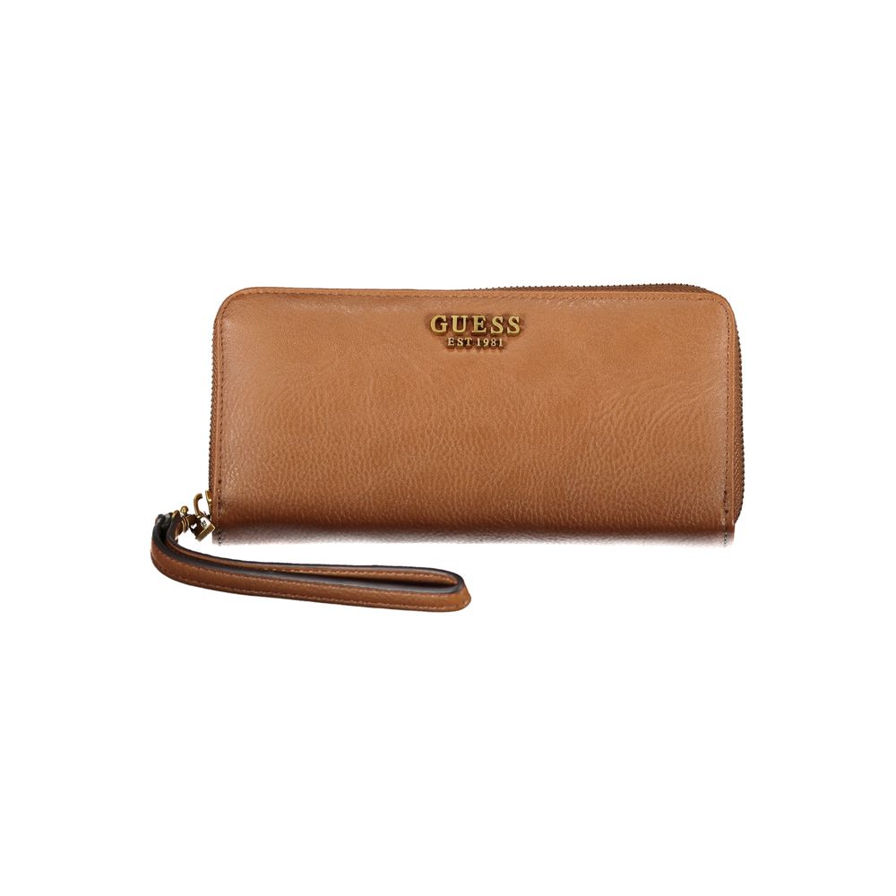 Guess Jeans Elegant Brown Zip Wallet with Multiple Compartments -   -  Guess Jeans.