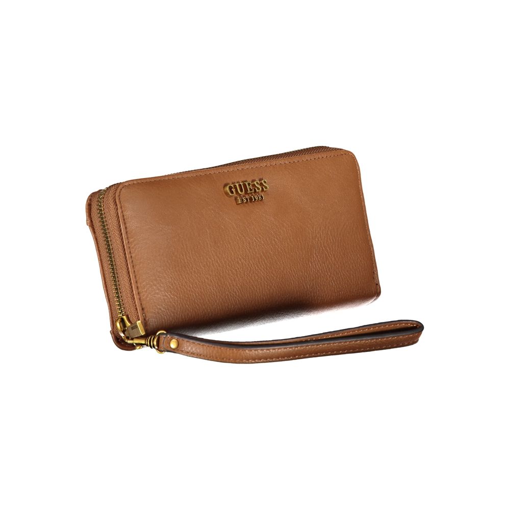 Guess Jeans Elegant Brown Zip Wallet with Multiple Compartments -   -  Guess Jeans.