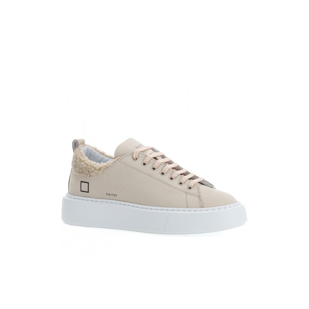 D.A.T.E Beige Leather Sneaker -   -  D.A.T.E.