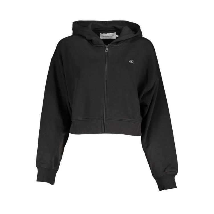Calvin Klein - Relaxed Cotton Blend Cropped Zip-Up Hoodie - Black Calvin Klein