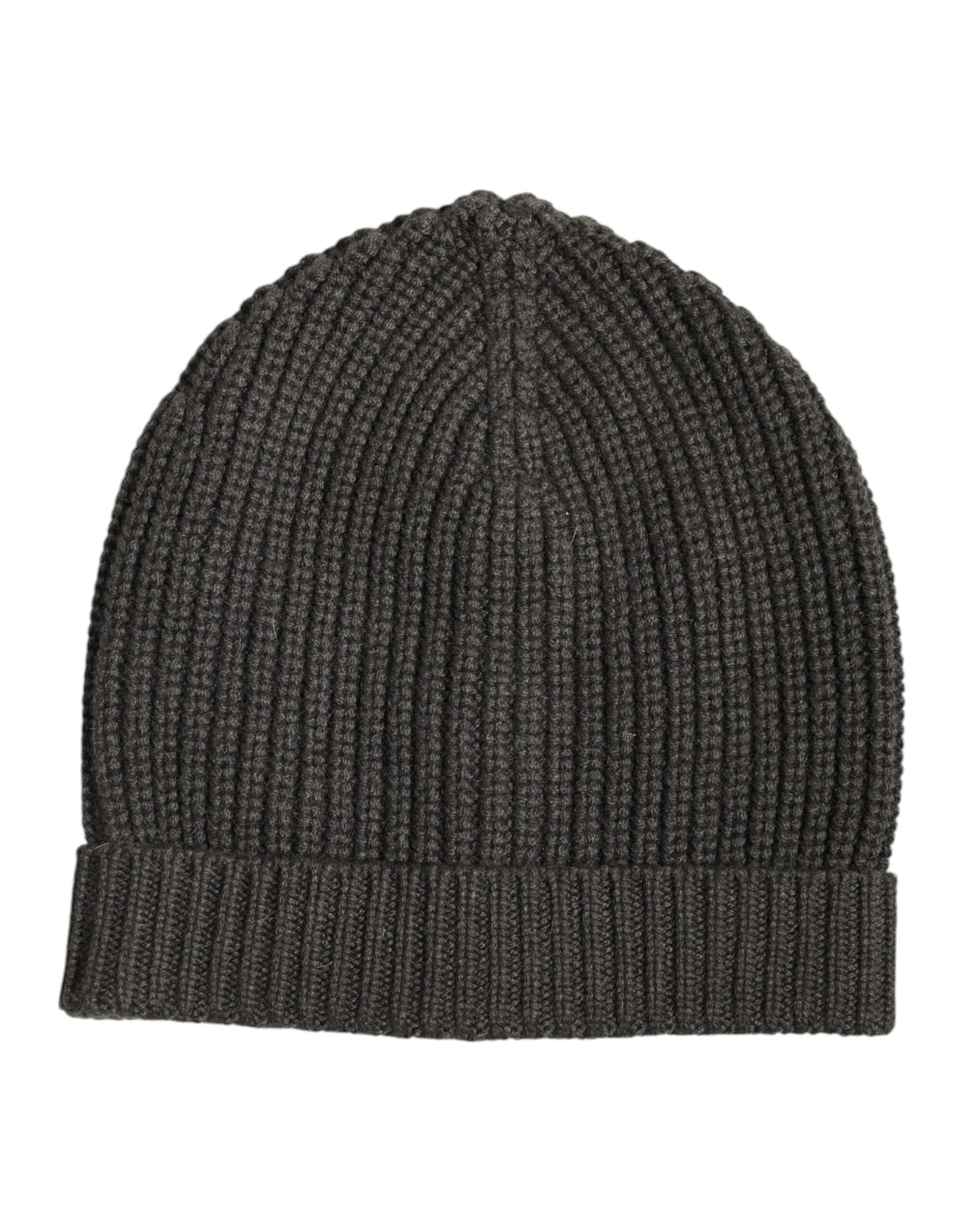 Dolce & Gabbana Dark Gray Cashmere Knit Winter Beanie Hat -   -  Dolce & Gabbana.