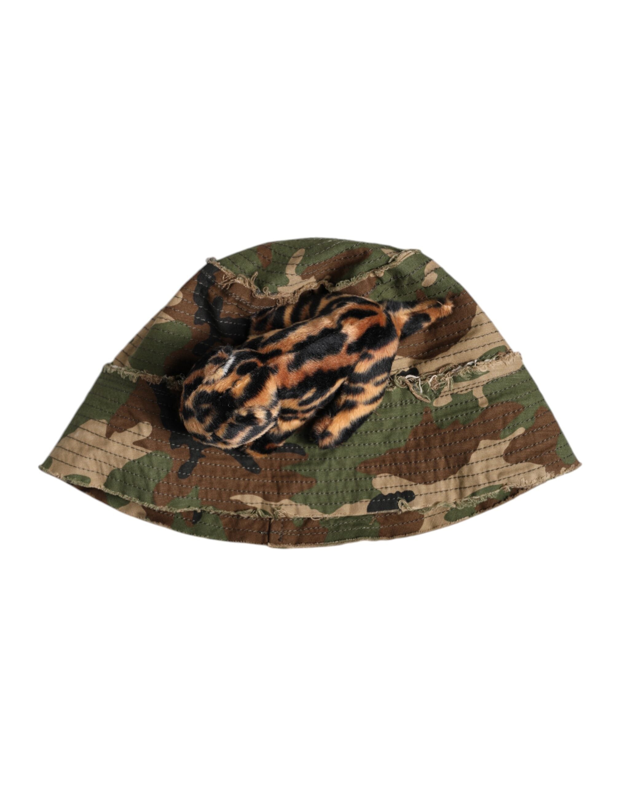 Dolce & Gabbana Multicolor Leopard Embellish Wide Brim Bucket Hat -   -  Dolce & Gabbana.