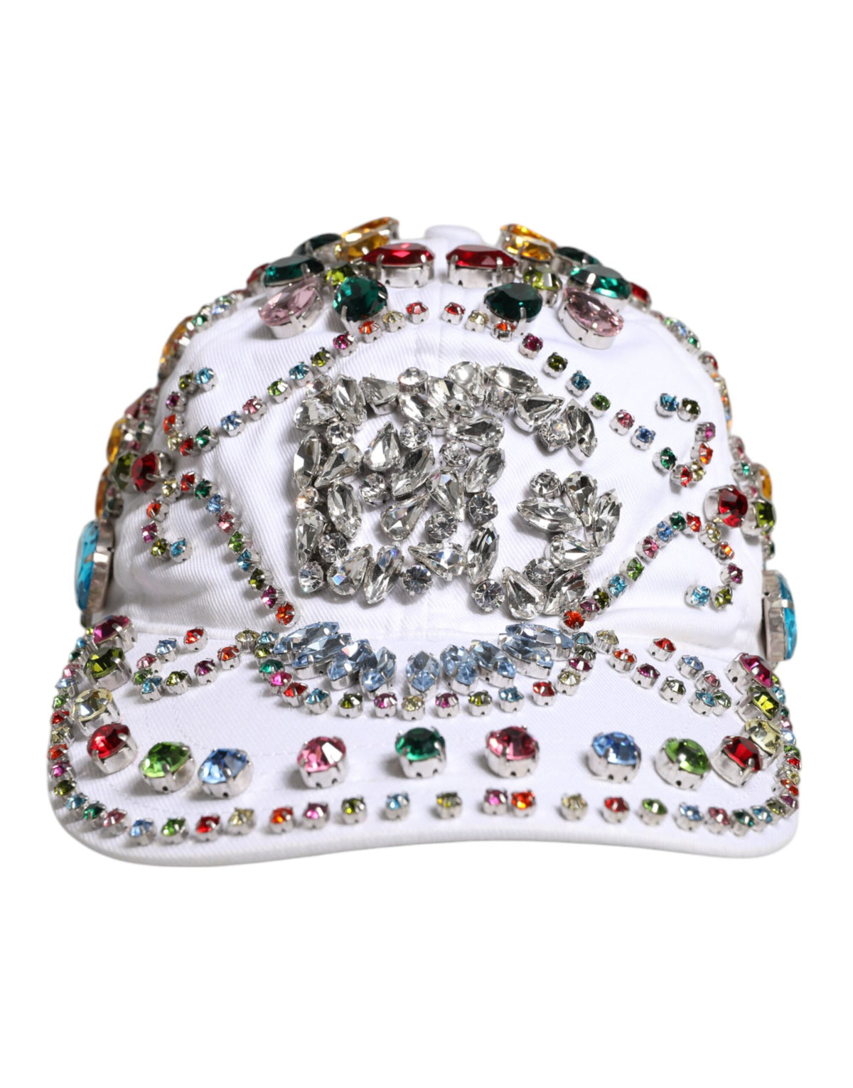 Dolce & Gabbana White Multicolor Crystal Embellish Baseball Cap -   -  Dolce & Gabbana.
