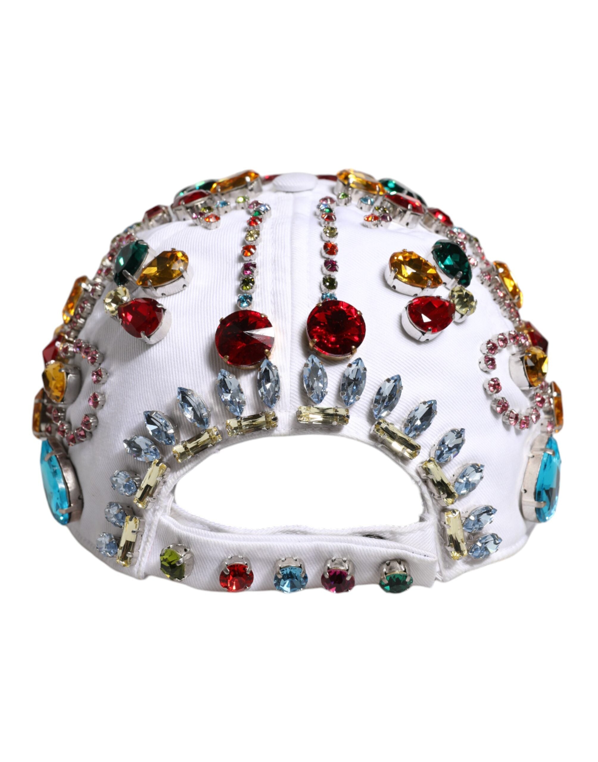 Dolce & Gabbana White Multicolor Crystal Embellish Baseball Cap -   -  Dolce & Gabbana.