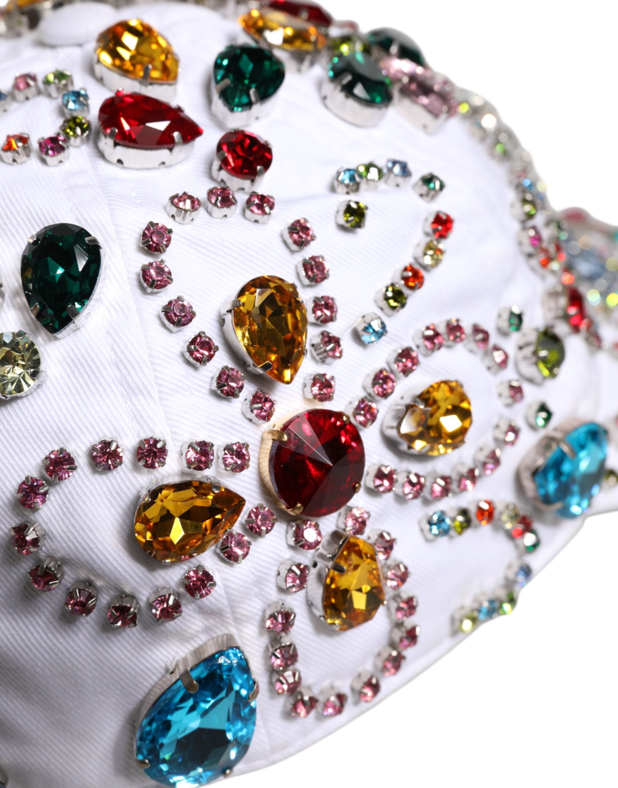 Dolce & Gabbana White Multicolor Crystal Embellish Baseball Cap -   -  Dolce & Gabbana.