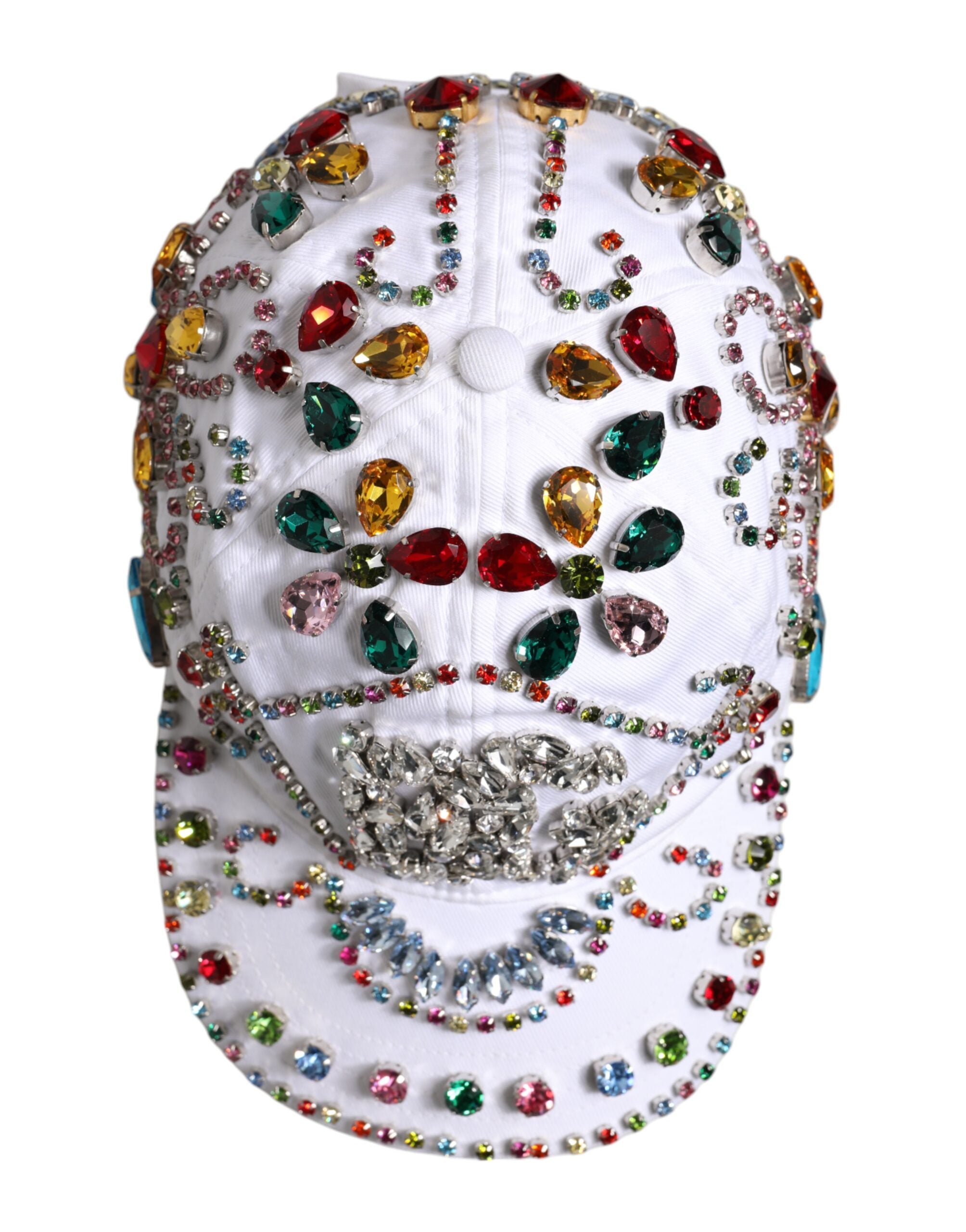 Dolce & Gabbana White Multicolor Crystal Embellish Baseball Cap -   -  Dolce & Gabbana.