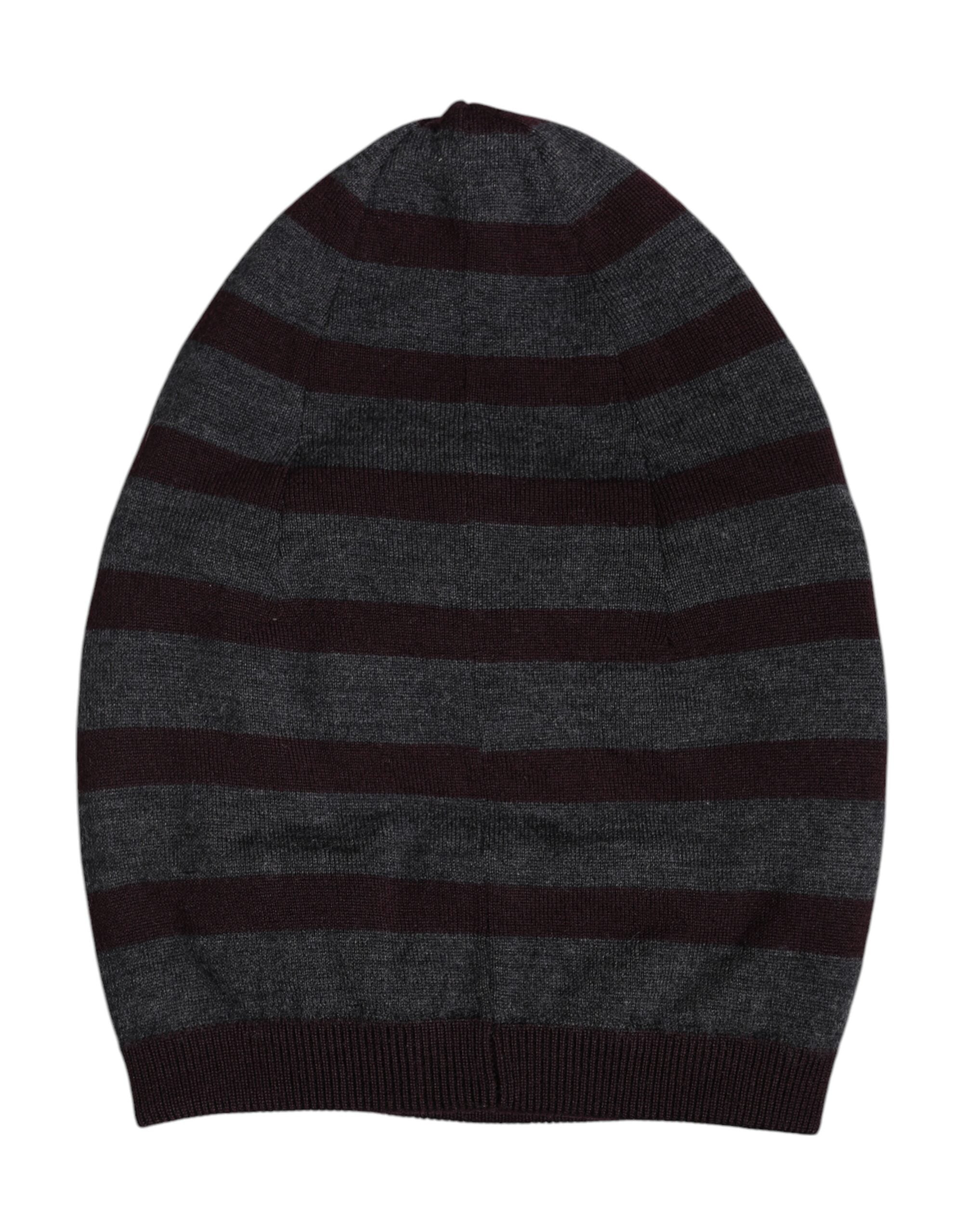 Dolce & Gabbana Gray Striped Wool Knitted Winter Beanie Hat -   -  Dolce & Gabbana.