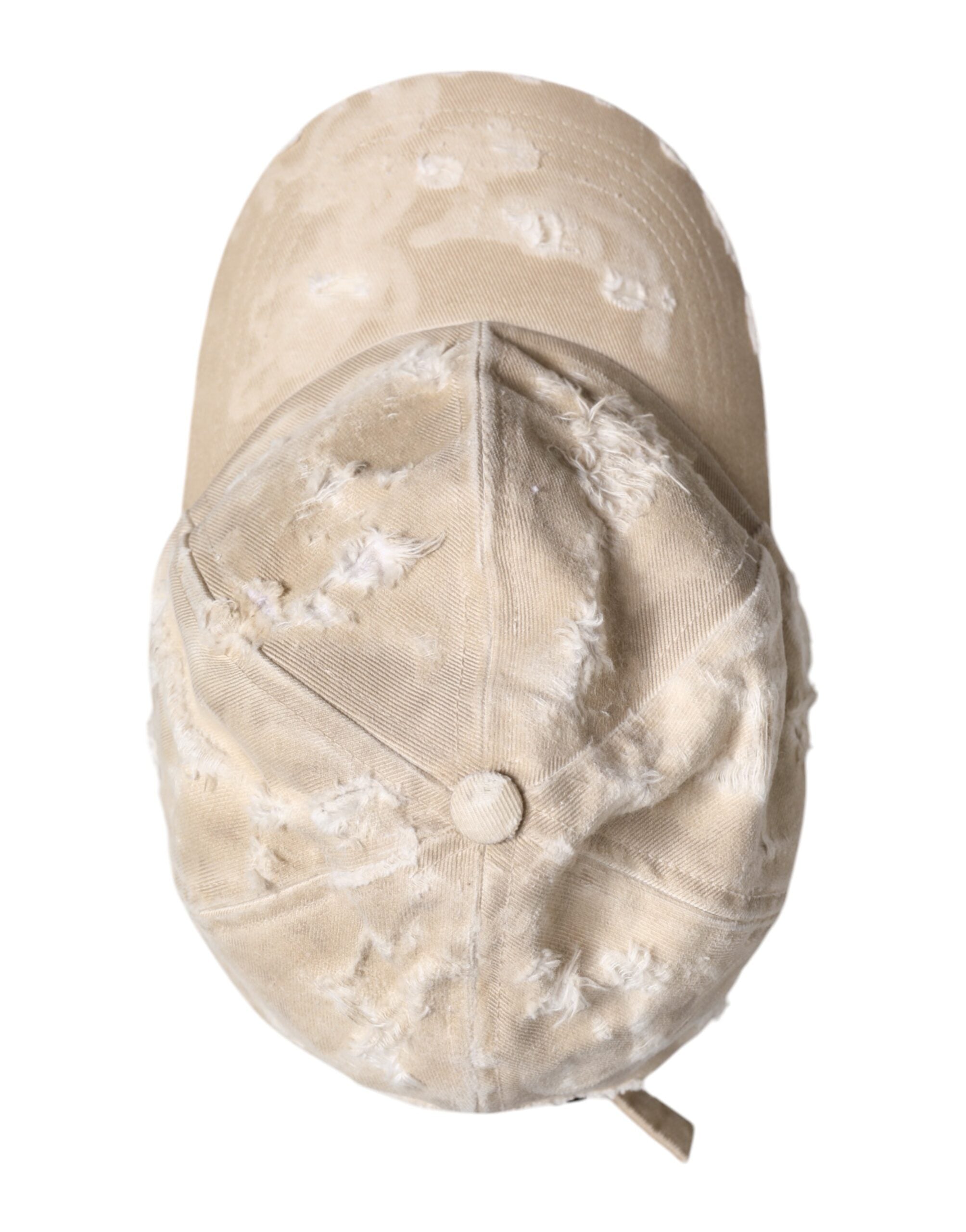 Dolce & Gabbana Beige Tattered Cotton 6 Panels Baseball Cap -   -  Dolce & Gabbana.