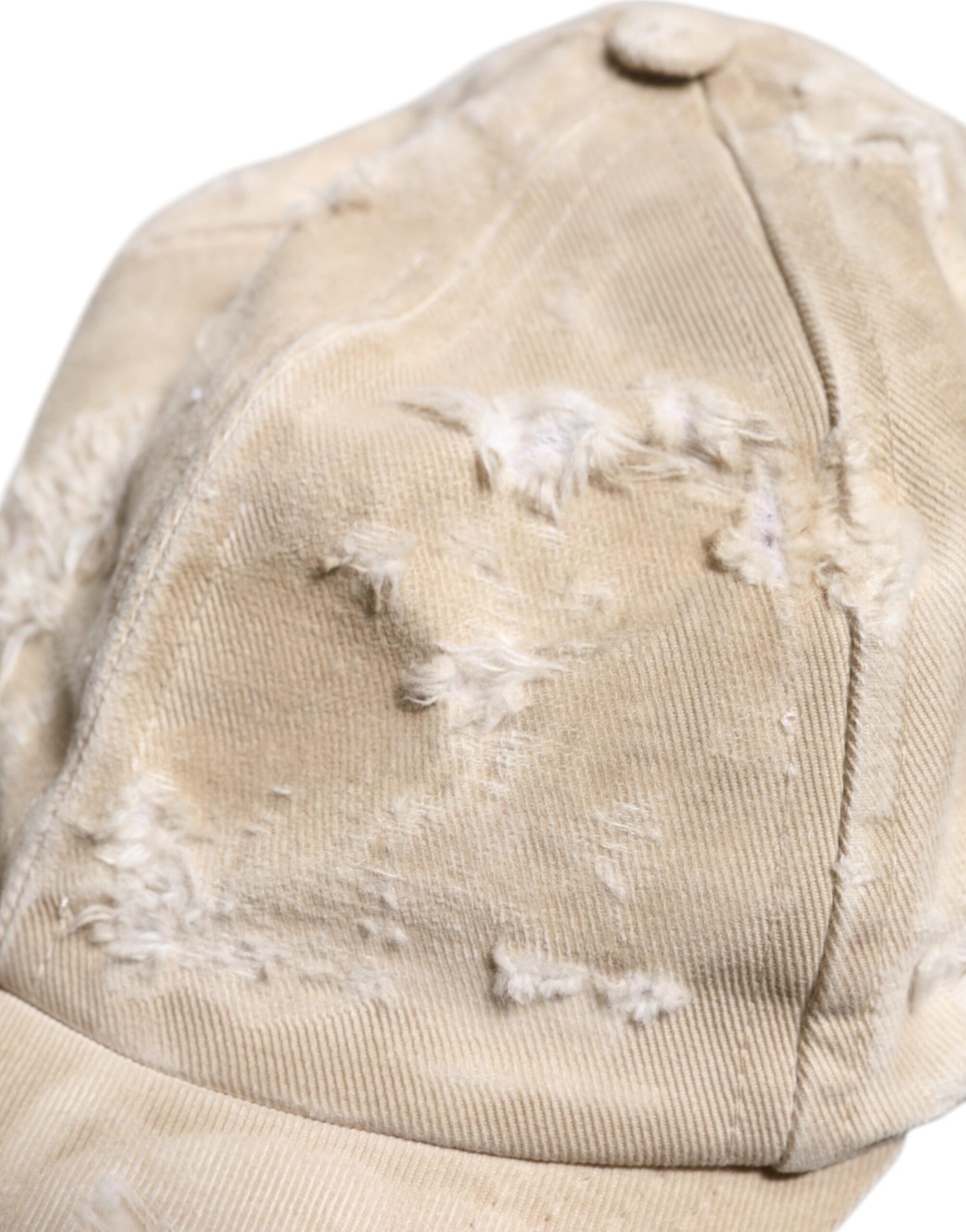 Dolce & Gabbana Beige Tattered Cotton 6 Panels Baseball Cap -   -  Dolce & Gabbana.