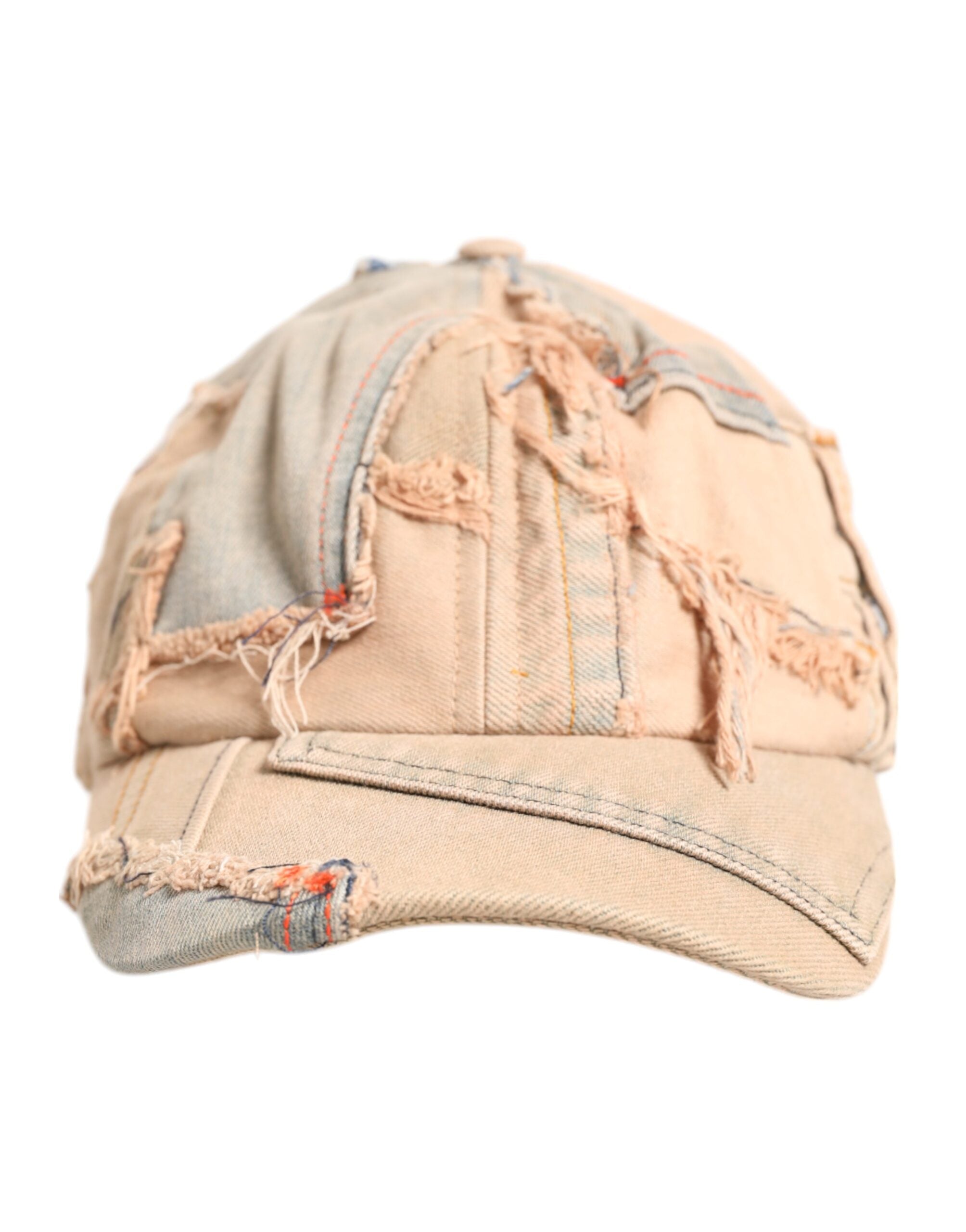 Dolce & Gabbana Beige Tattered Cotton 6 Panels Baseball Cap -   -  Dolce & Gabbana.