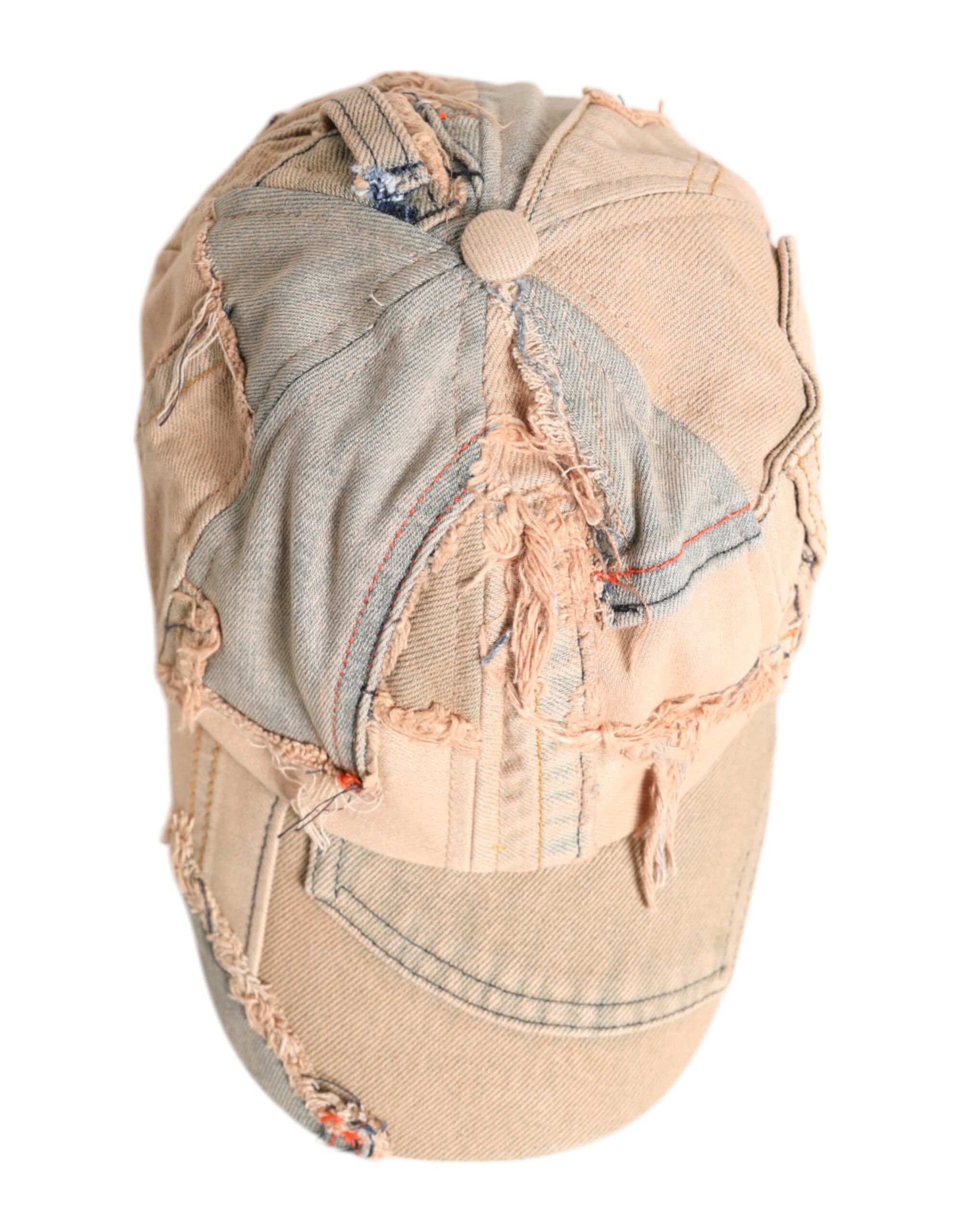 Dolce & Gabbana Beige Tattered Cotton 6 Panels Baseball Cap -   -  Dolce & Gabbana.