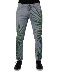 Dolce & Gabbana Light Blue Leaf Cotton Classic Men Denim Jeans -   -  Dolce & Gabbana.