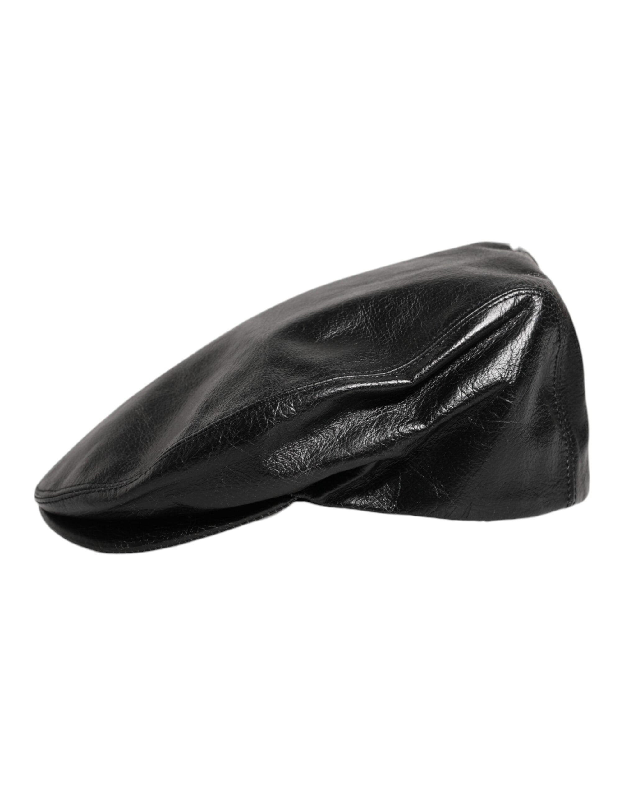 Dolce & Gabbana Black Calf Newsboy Capello Cabbie Hat -   -  Dolce & Gabbana.