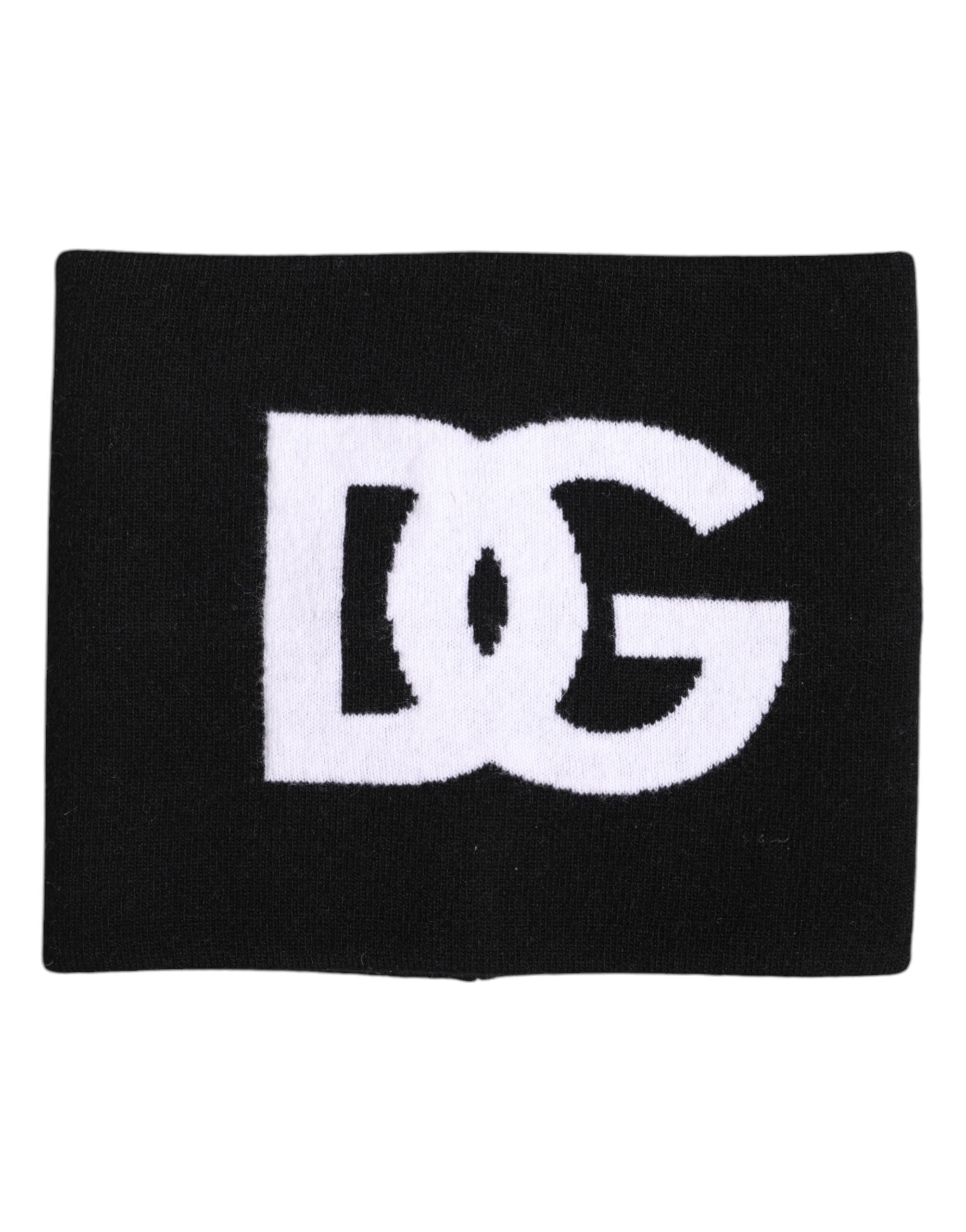 Dolce & Gabbana Black White Logo Print Knitted Neck Warmer Scarf -   -  Dolce & Gabbana.