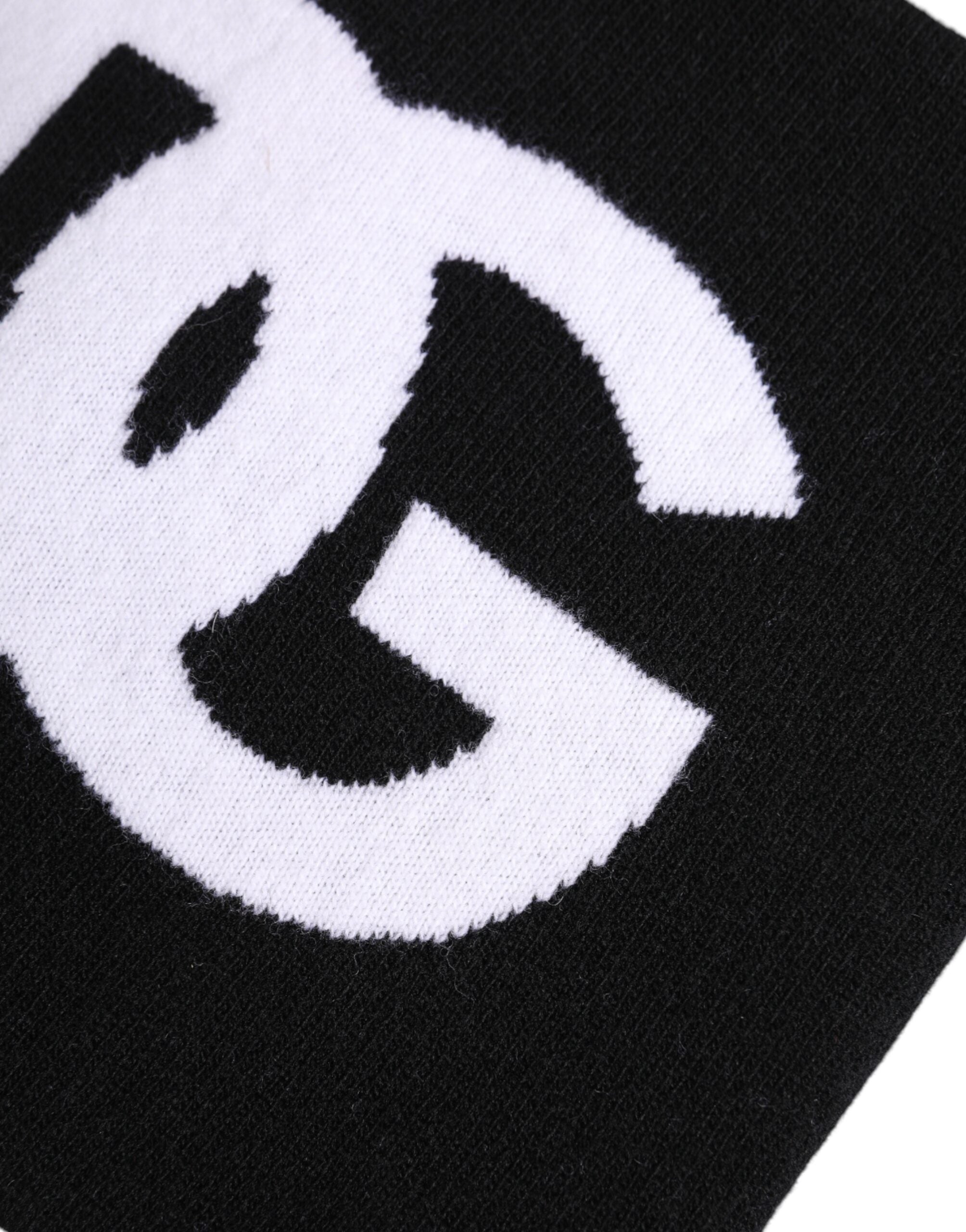 Dolce & Gabbana Black White Logo Print Knitted Neck Warmer Scarf -   -  Dolce & Gabbana.