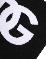 Dolce & Gabbana Black White Logo Print Knitted Neck Warmer Scarf -   -  Dolce & Gabbana.