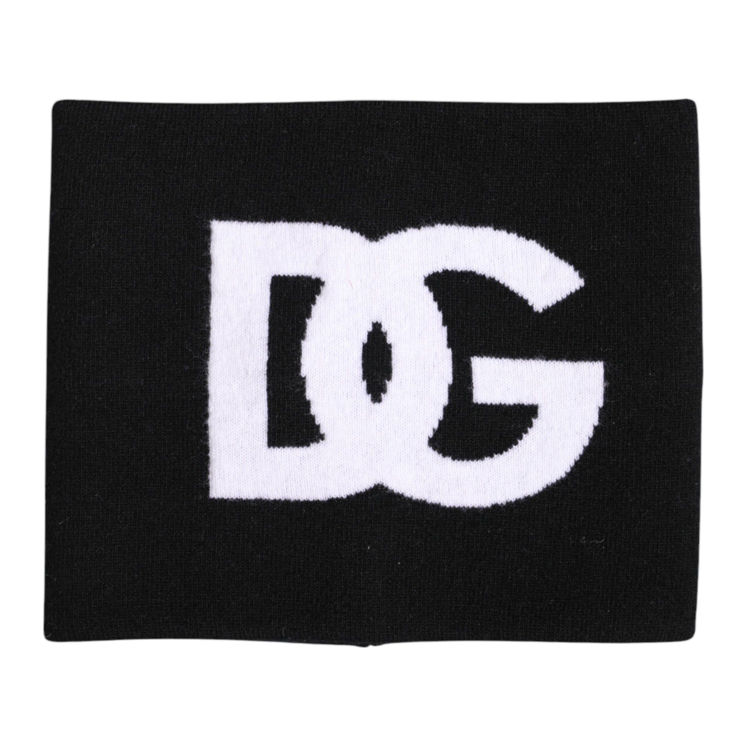 Dolce & Gabbana Black White Logo Print Knitted Neck Warmer Scarf -   -  Dolce & Gabbana.