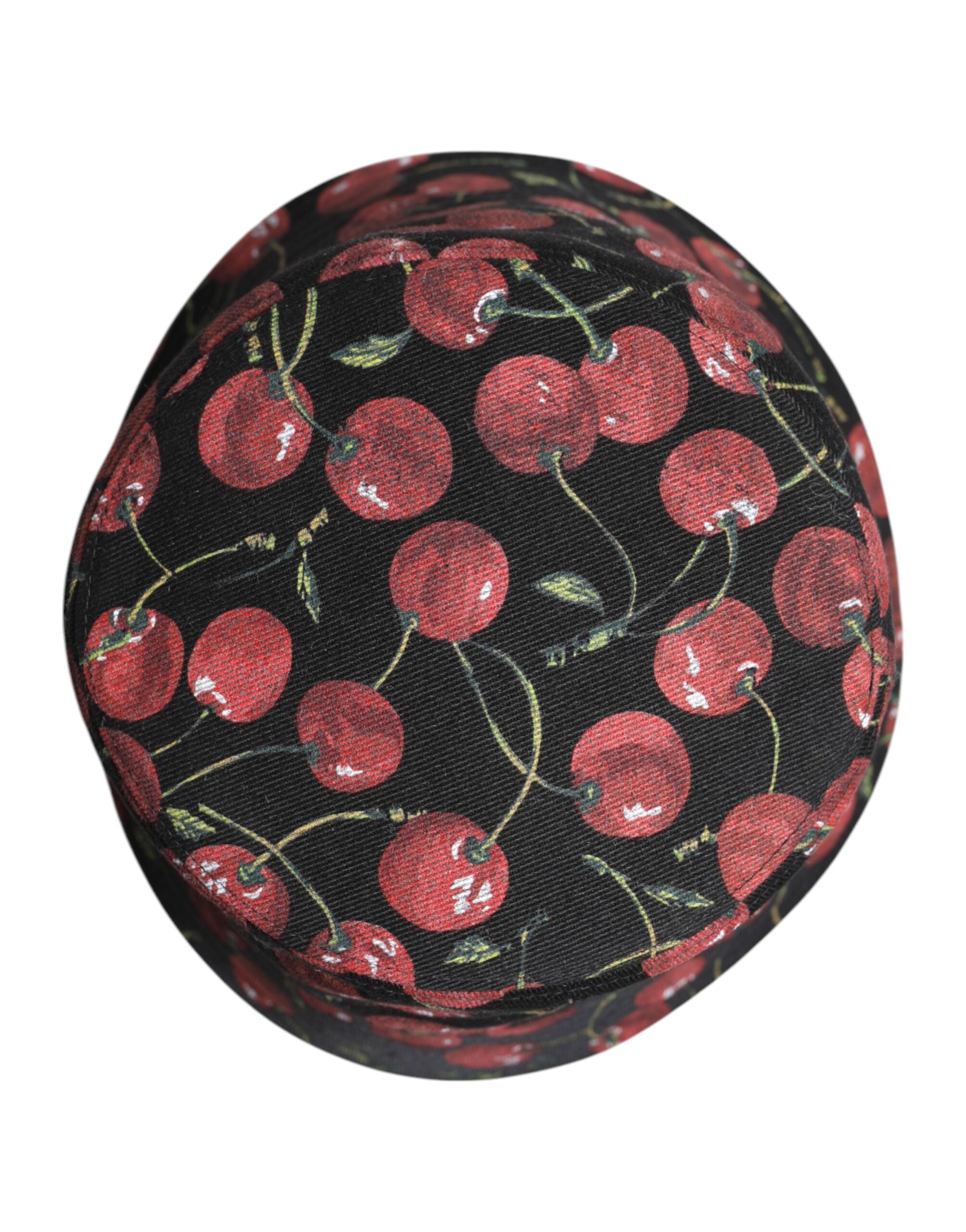 Dolce & Gabbana Black Cotton Printed Wide Brim Bucket Hat -   -  Dolce & Gabbana.