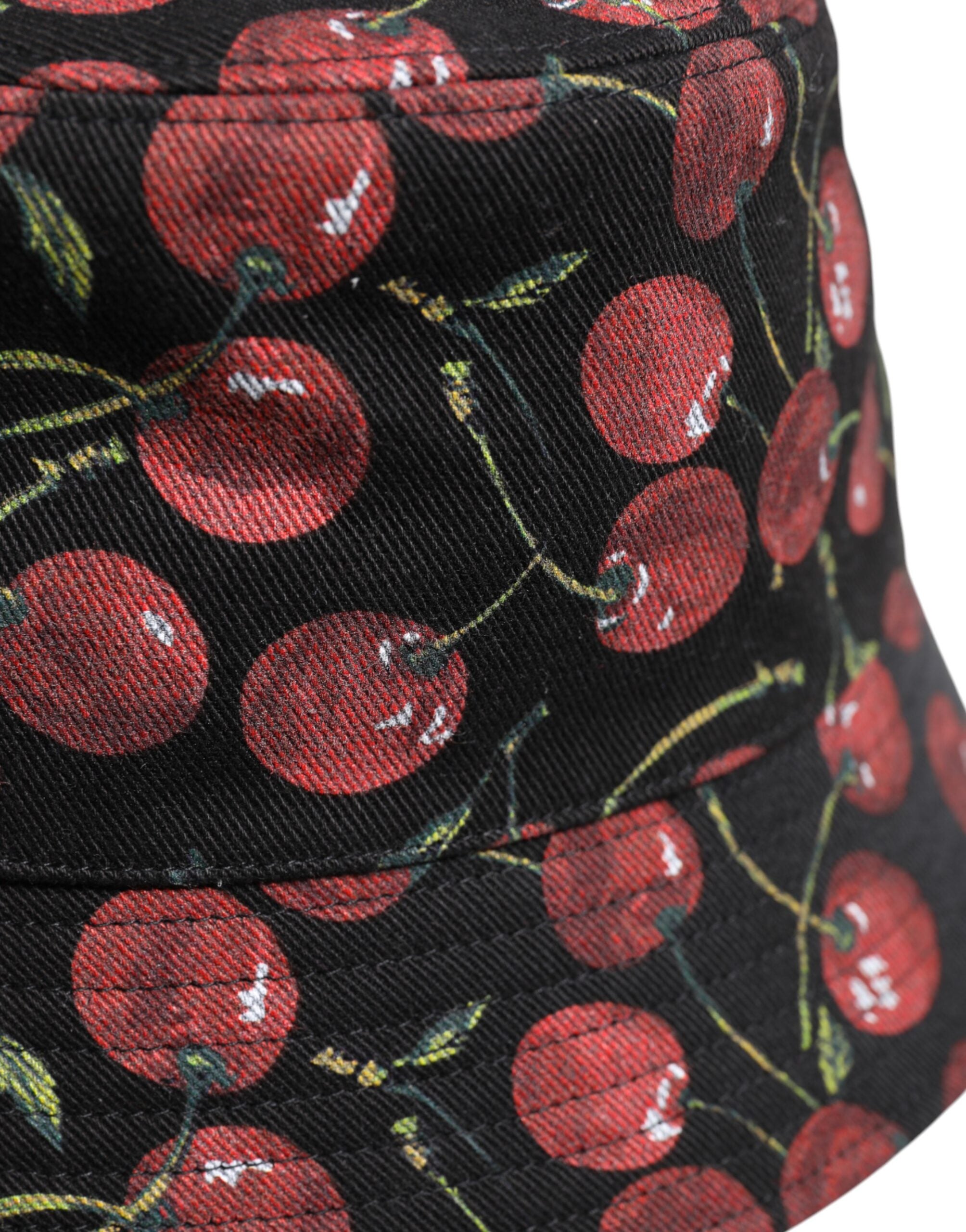 Dolce & Gabbana Black Cotton Printed Wide Brim Bucket Hat -   -  Dolce & Gabbana.